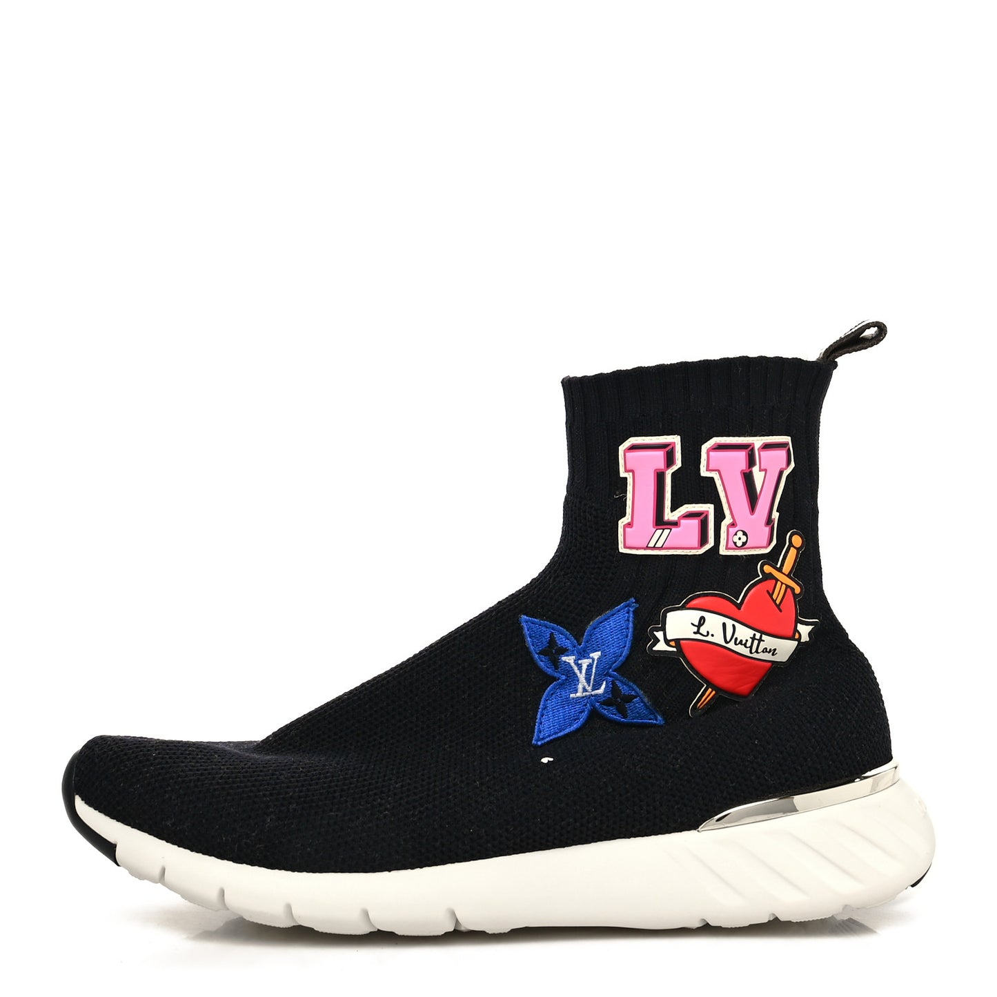 Stretch Fabric LV Black Heart Sock Sneaker 39 Black