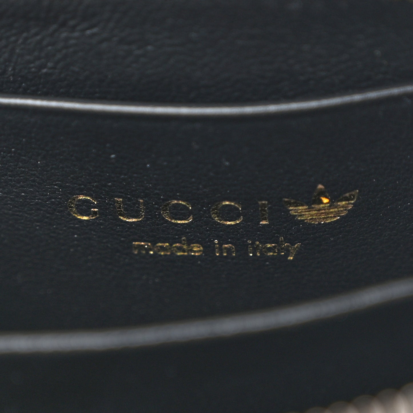 X ADIDAS Textured Dollar Calfskin Web Trefoil Mini Pouch Set Shoulder Bag Black Off White