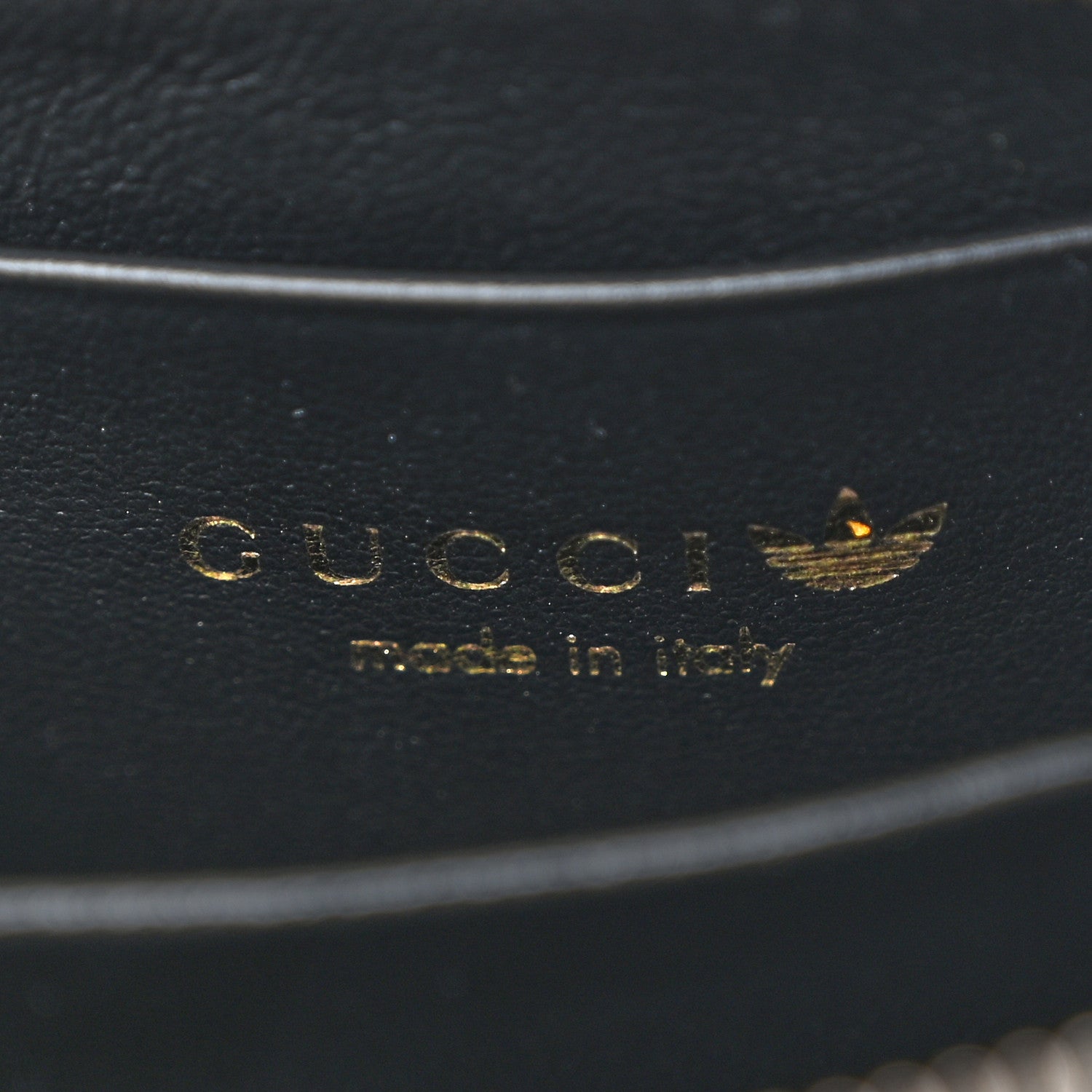 Gucci X ADIDAS Textured Dollar Calfskin Web Trefoil Mini Pouch Set Shoulder Bag Black Off White 9 of 14