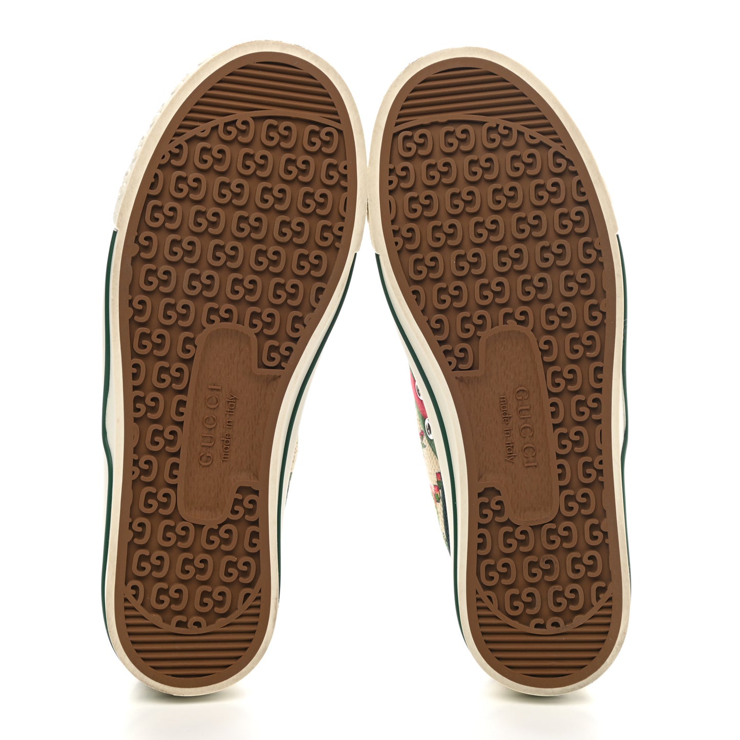 Cotton Tussah Web Gucci 100 1977 Tennis Sneakers 37 Beige Green Multicolor Vintage Green