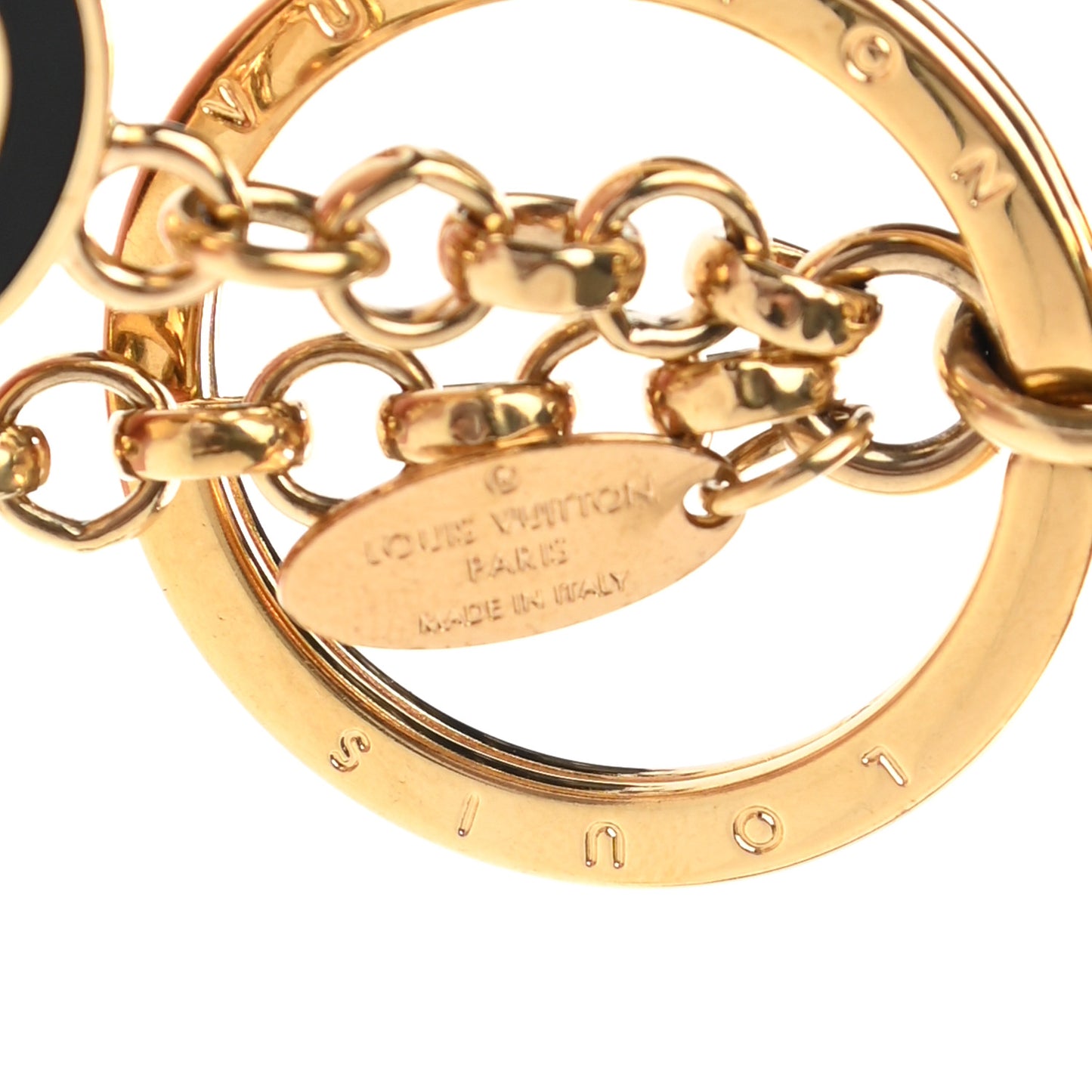 Acetate Lock Bag Charm Key Holder Gold Black