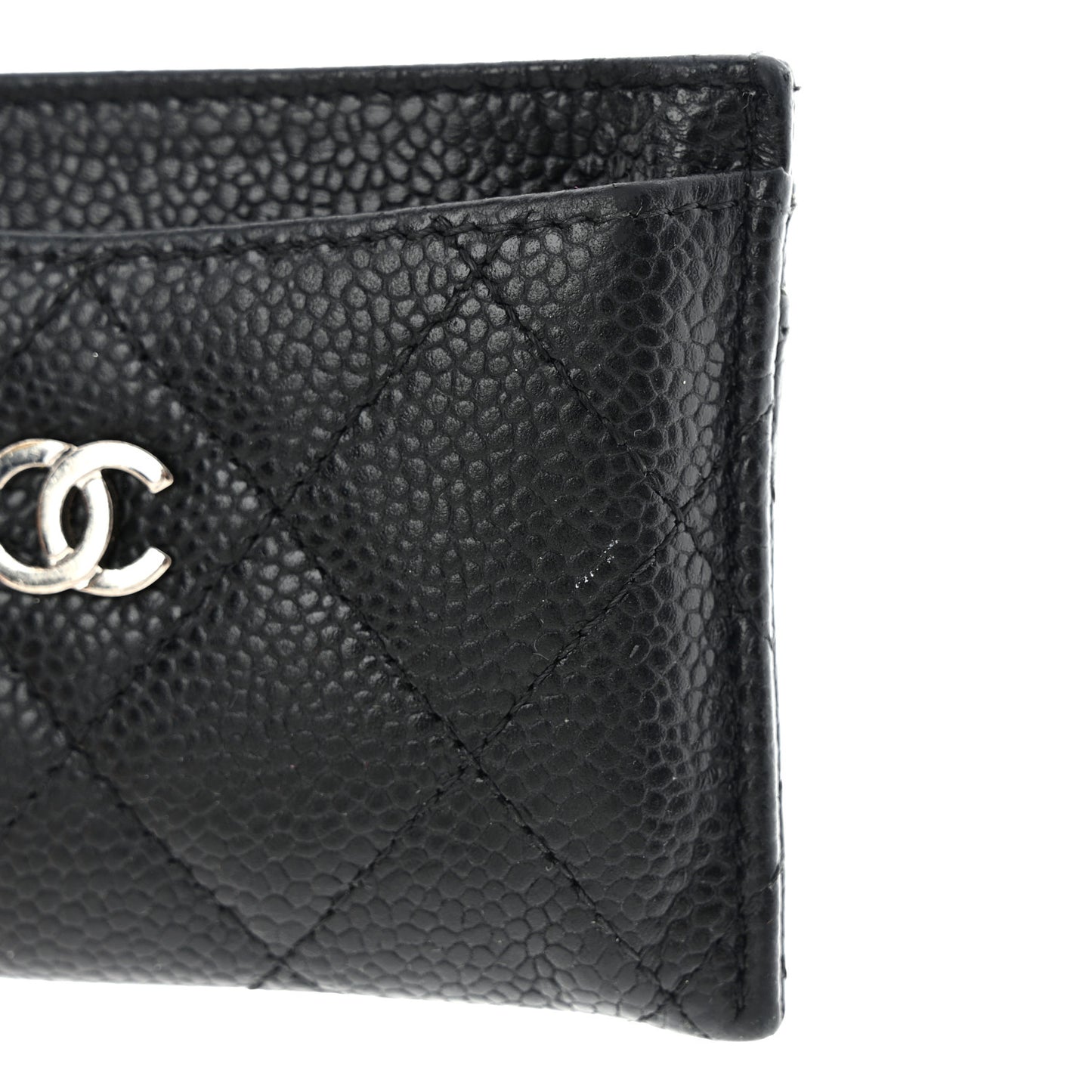 Caviar Quilted Card Holder Black