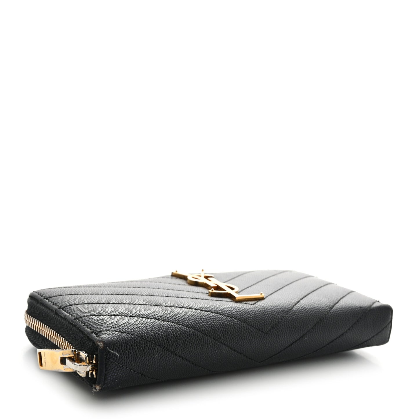 Grain De Poudre Matelasse Chevron Monogram Zip Around Wallet Black