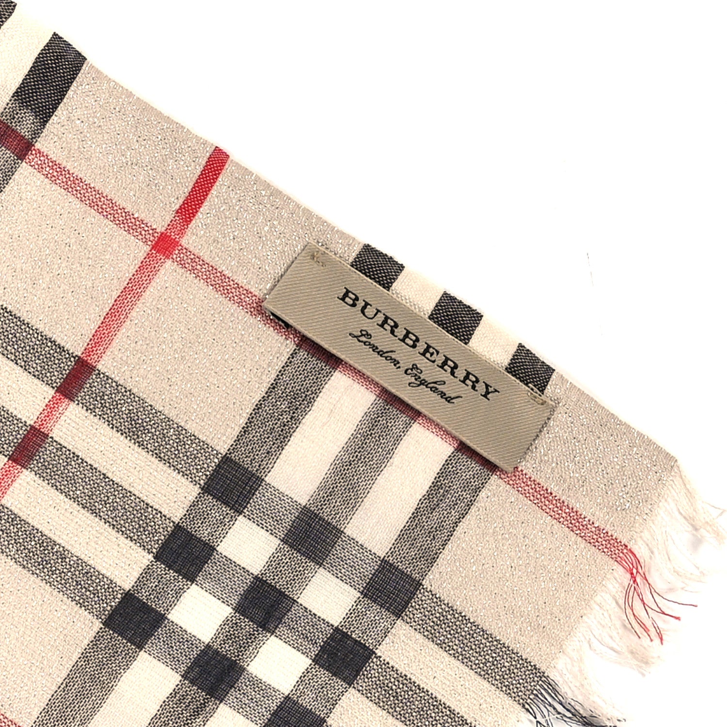 Burberry Metallic Silk Wool Gauze Giant Check Scarf Stone 2 of 3