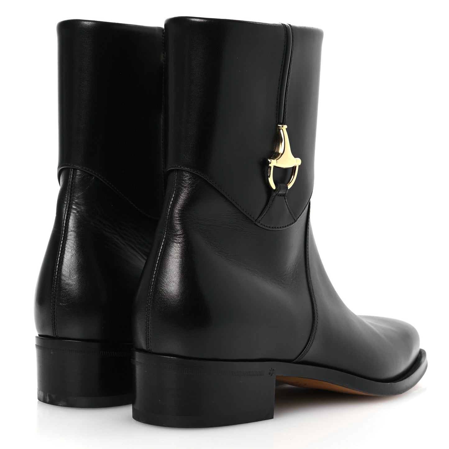 Calfskin Horsebit Mens Elizabeth Ankle Boots 8 Black