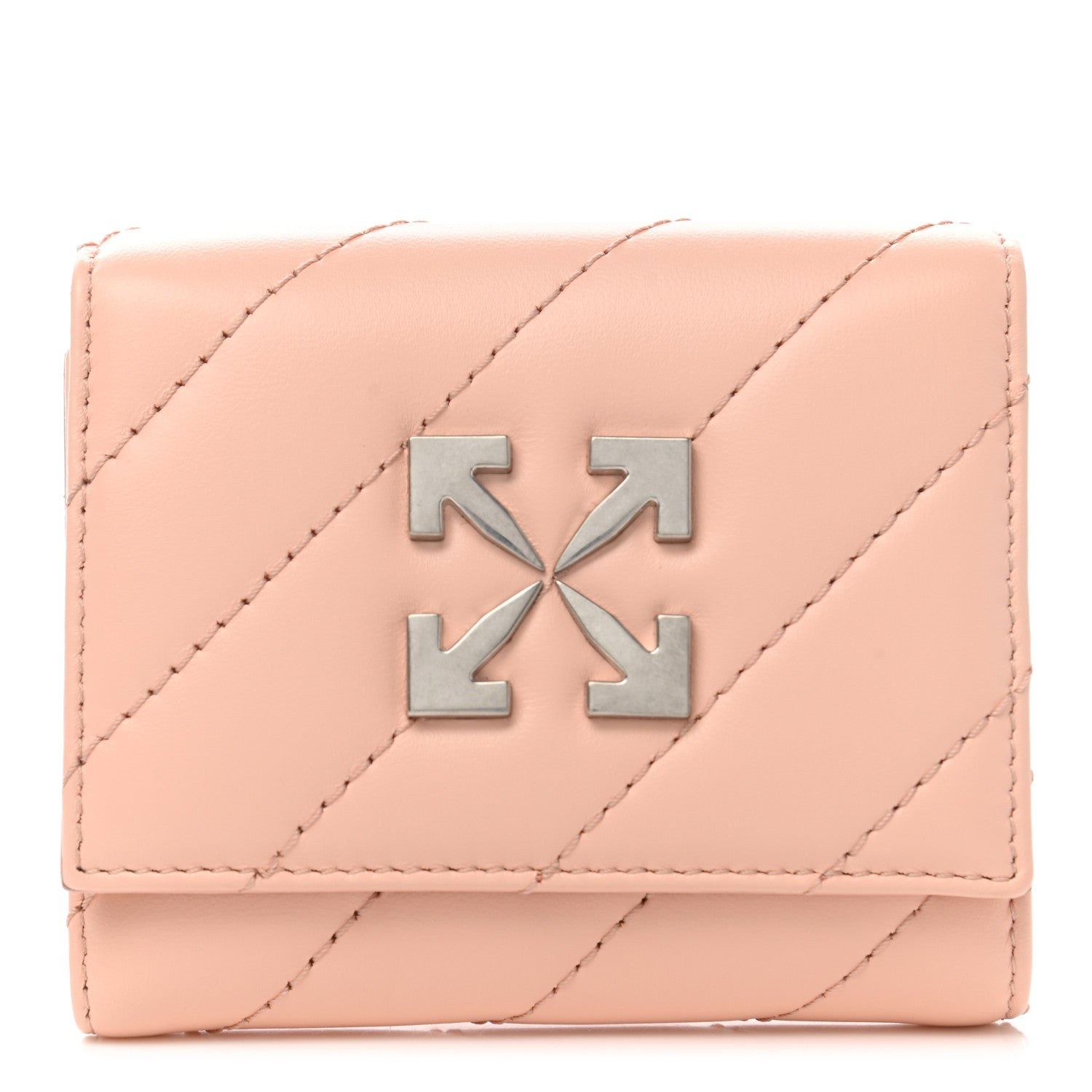 Off-White Calfskin Quilted Jackhammer French Wallet Pink Off-White Calfskin Quilted Jackhammer French Wallet Pink