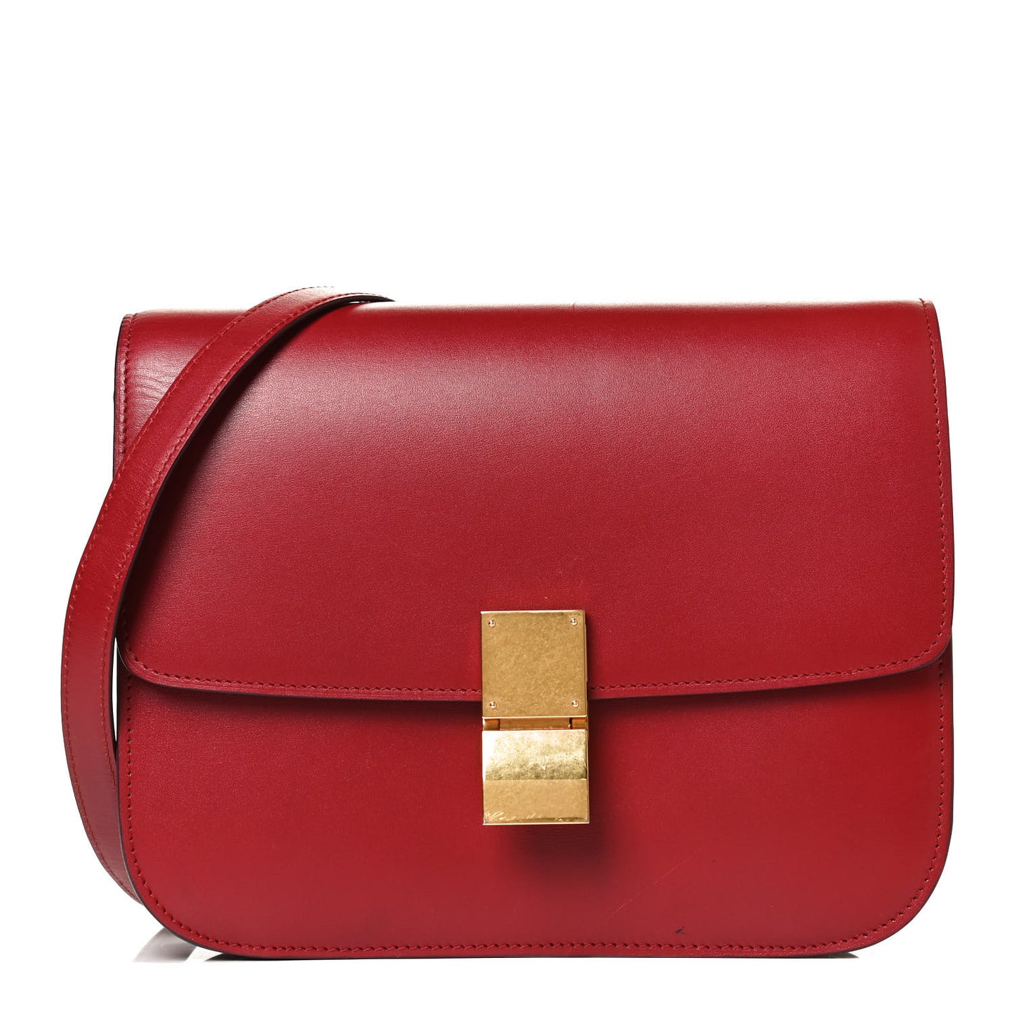 Box Calfskin Medium Classic Box Flap Bag Red
