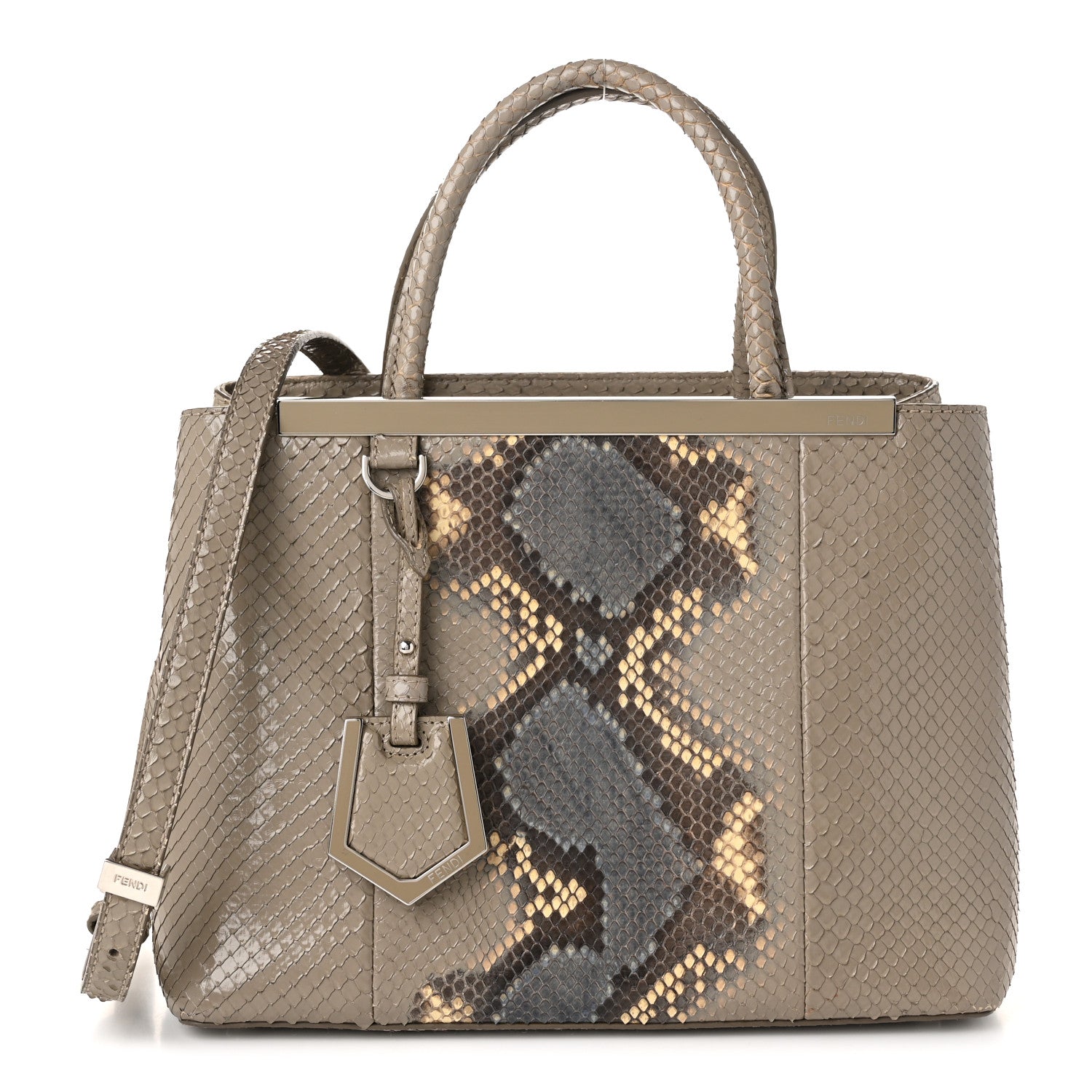 Fendi Snakeskin Petite 2Jours Tote Beige Multicolor 1976453