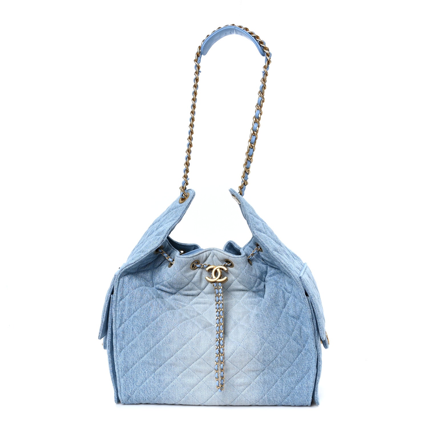 Chanel Washed Denim Quilted Medium Chanel 25 Handbag Blue 1887387