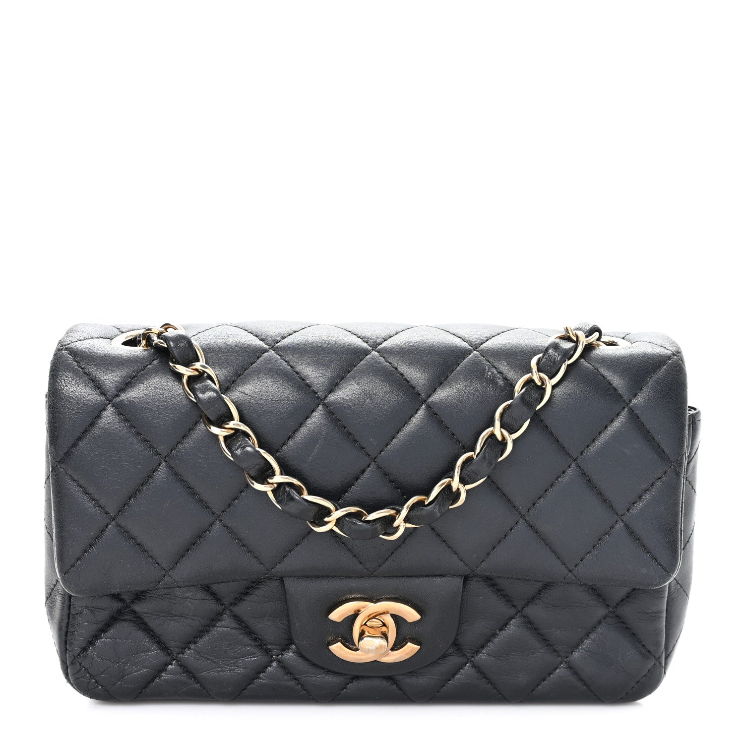 Chanel Lambskin Quilted Mini Rectangular Flap Black 1858218