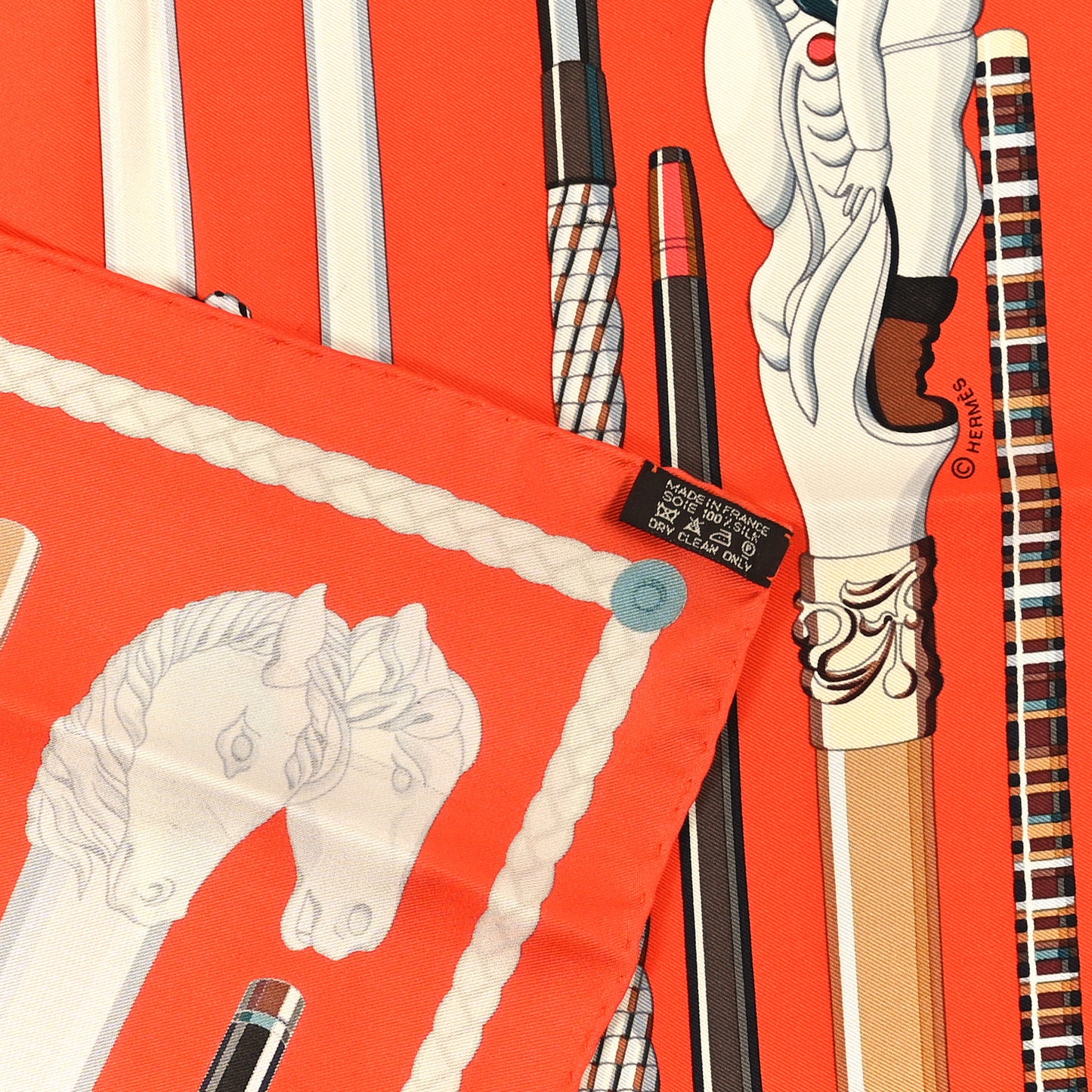 Silk Les Cannes Scarf 90 Capucine Brun Grege