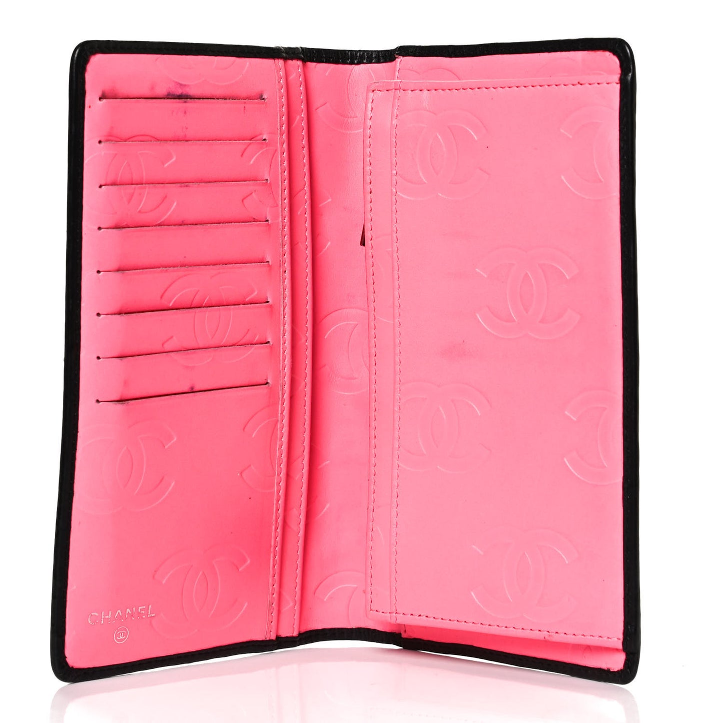 Calfskin Quilted Cambon Yen Wallet Black