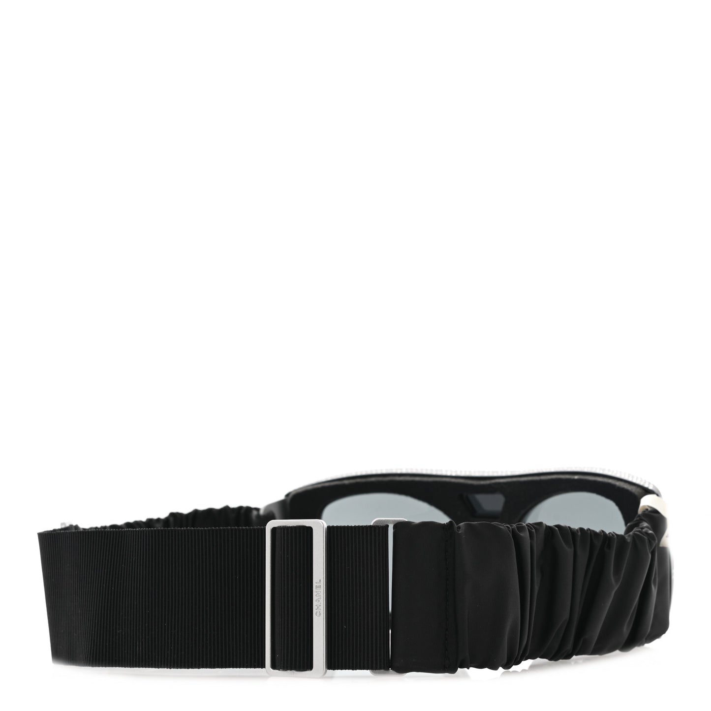 Crystal Acetate Technical Satin Shield Sunglasses Black