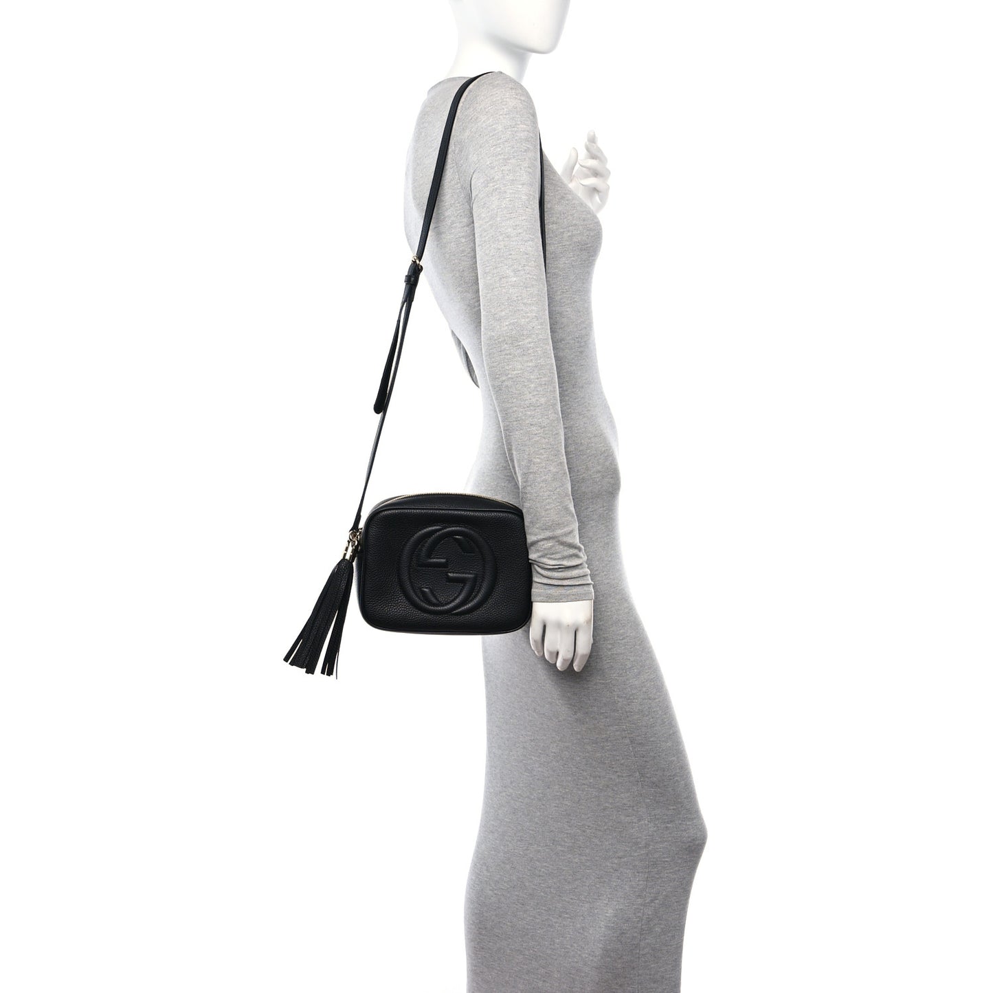 Pebbled Calfskin Small Soho Disco Bag Black