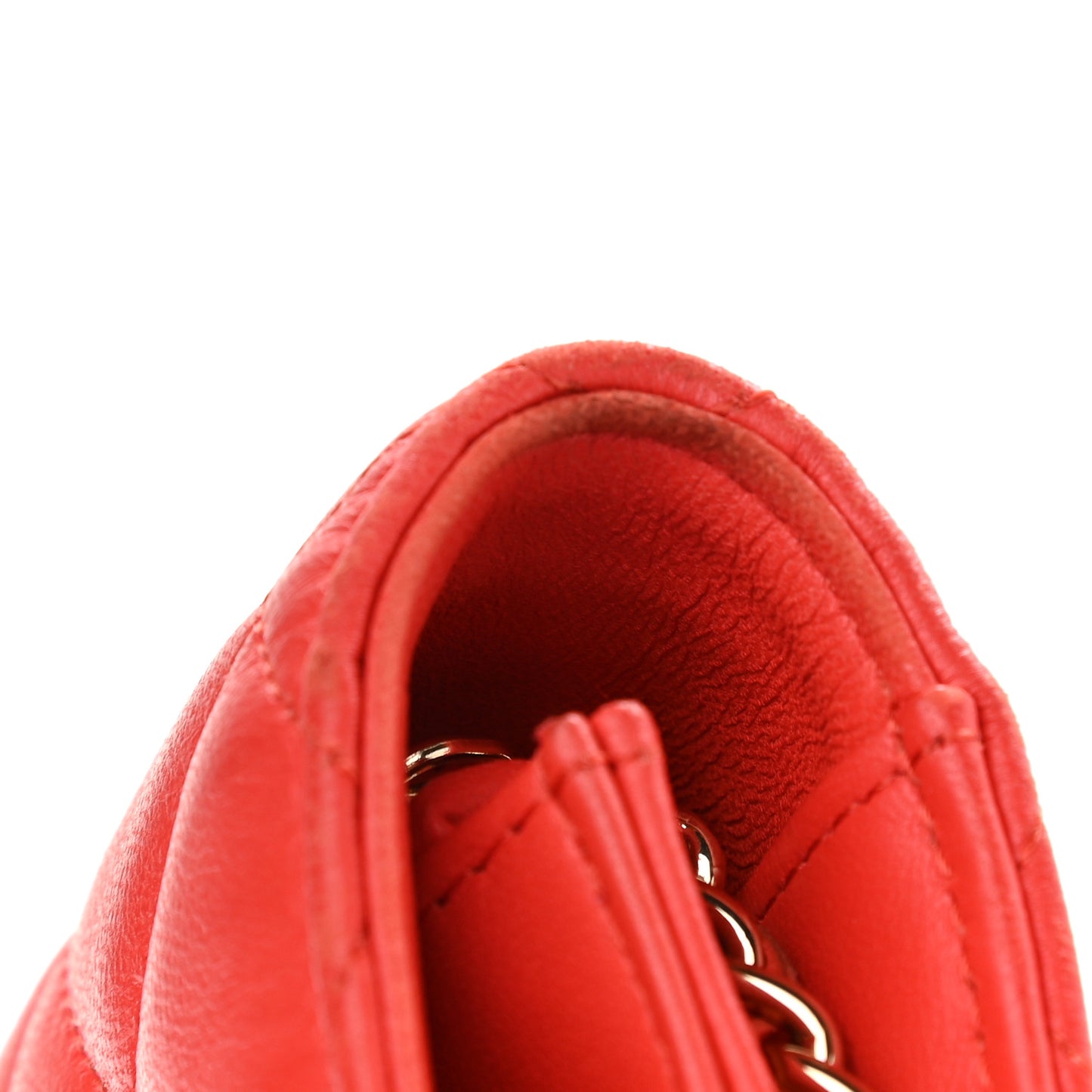Lambskin Quilted Wallet On Chain WOC Red