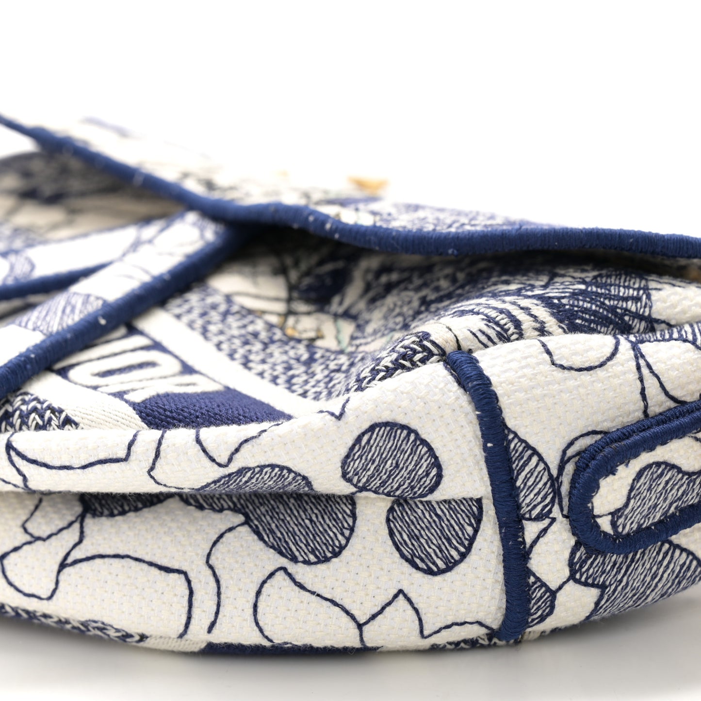 Canvas Embroidered Around the World Saddle Bag Blue