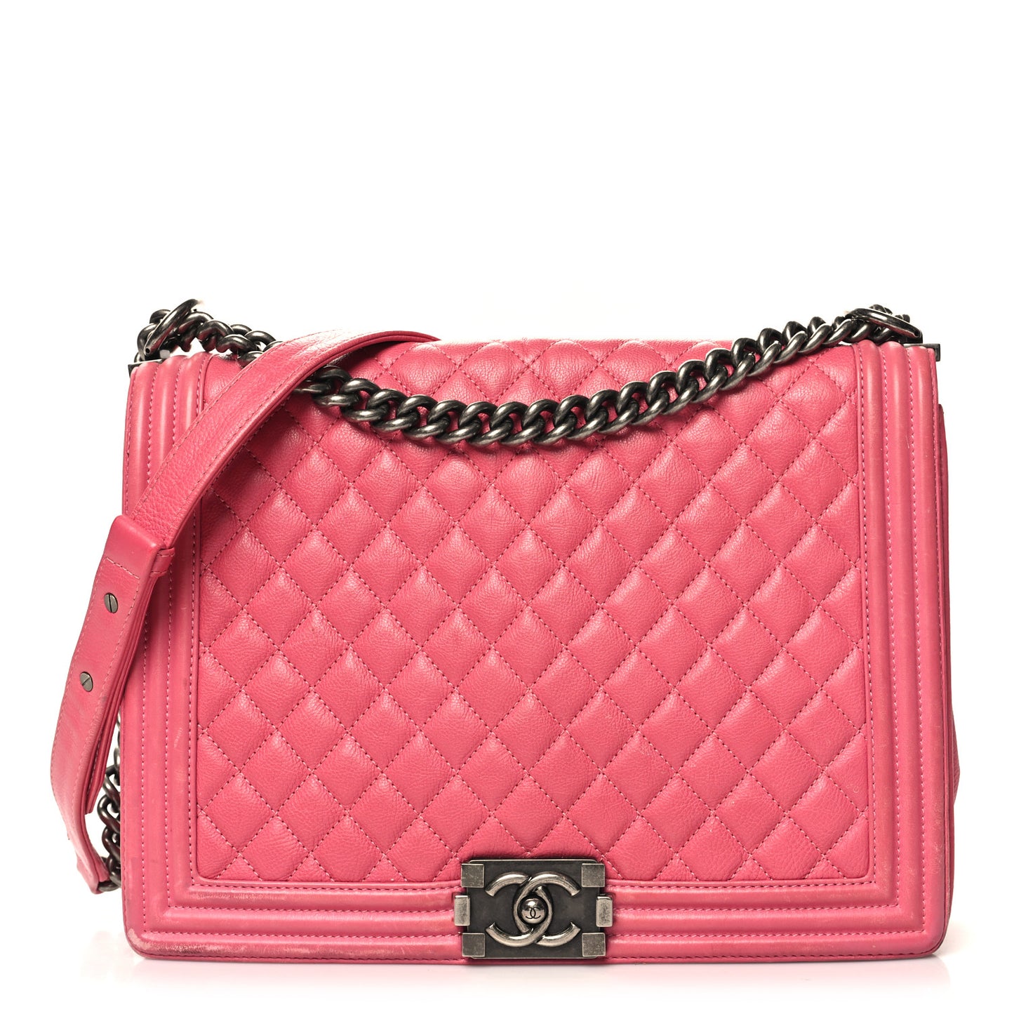 Calfskin Quilted Large Boy Flap Pink