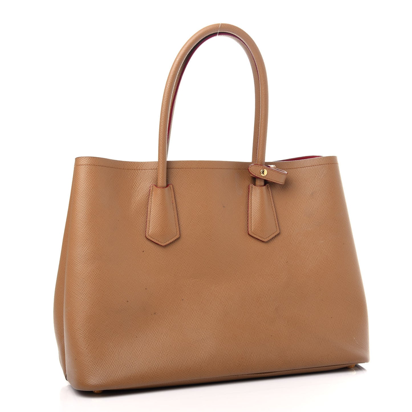 Saffiano Cuir Large Double Bag Caramel Fuoco