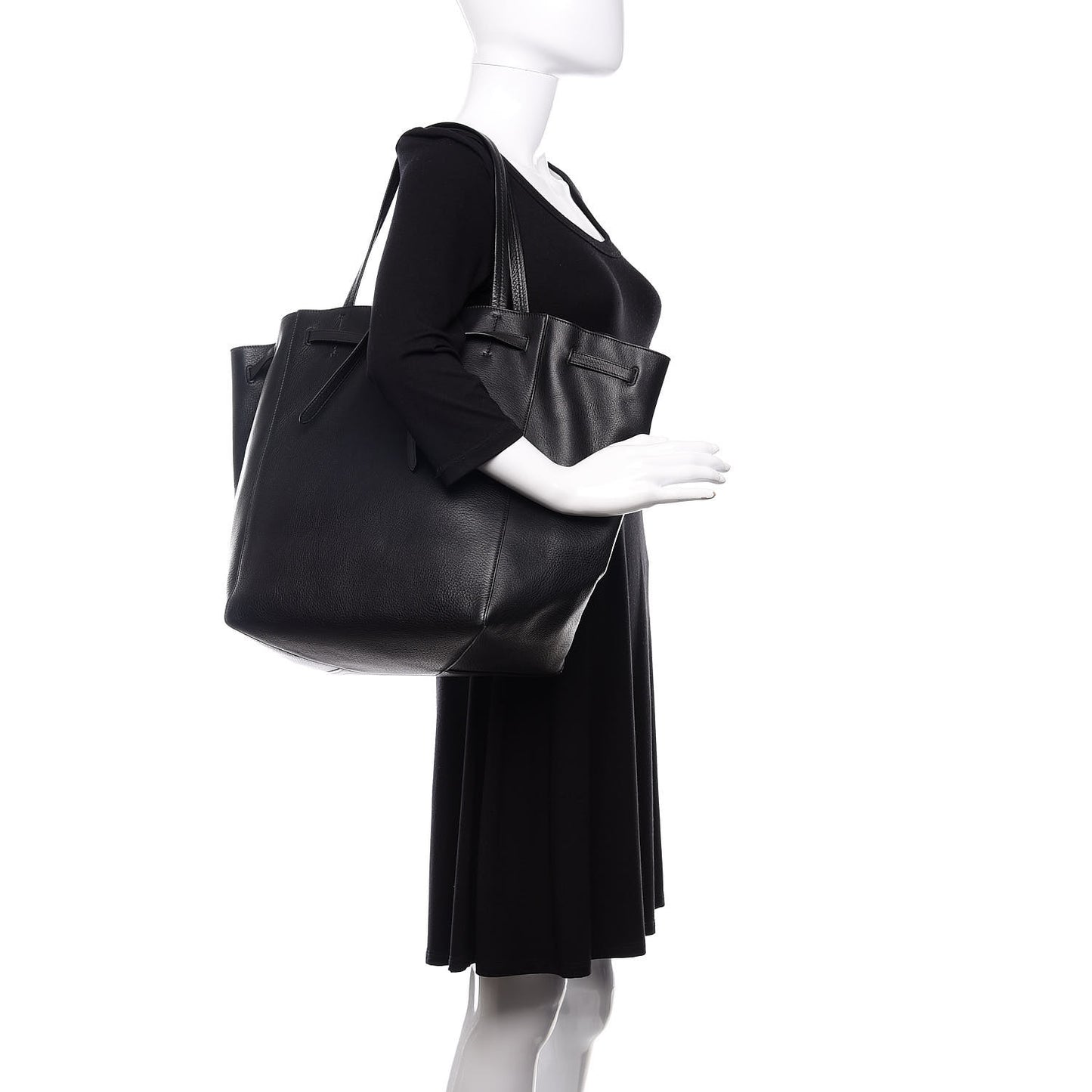 Soft Grained Calfskin Medium Belt Cabas Phantom Black