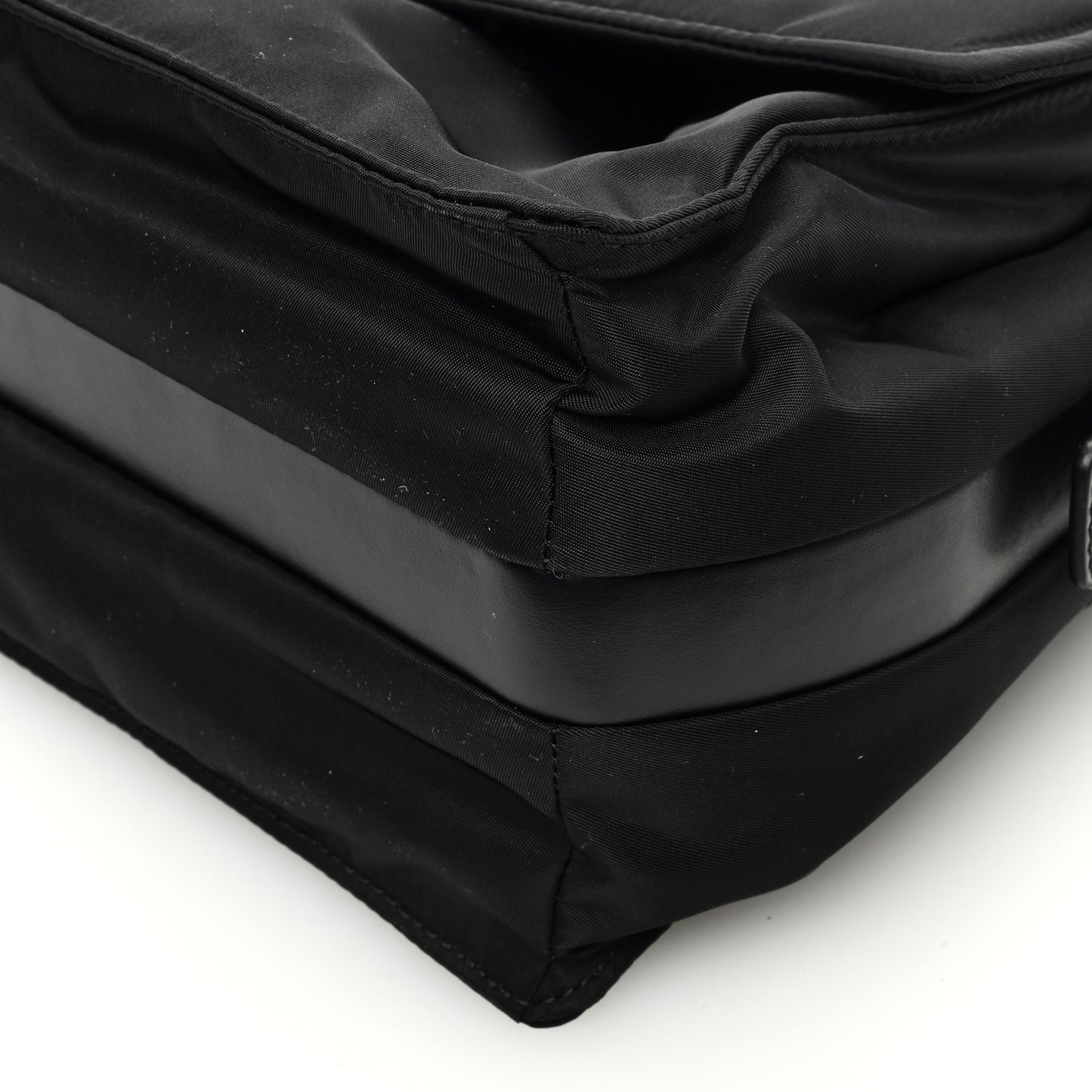 Re-Nylon Vitello Padded Small Flap Shoulder Bag Black