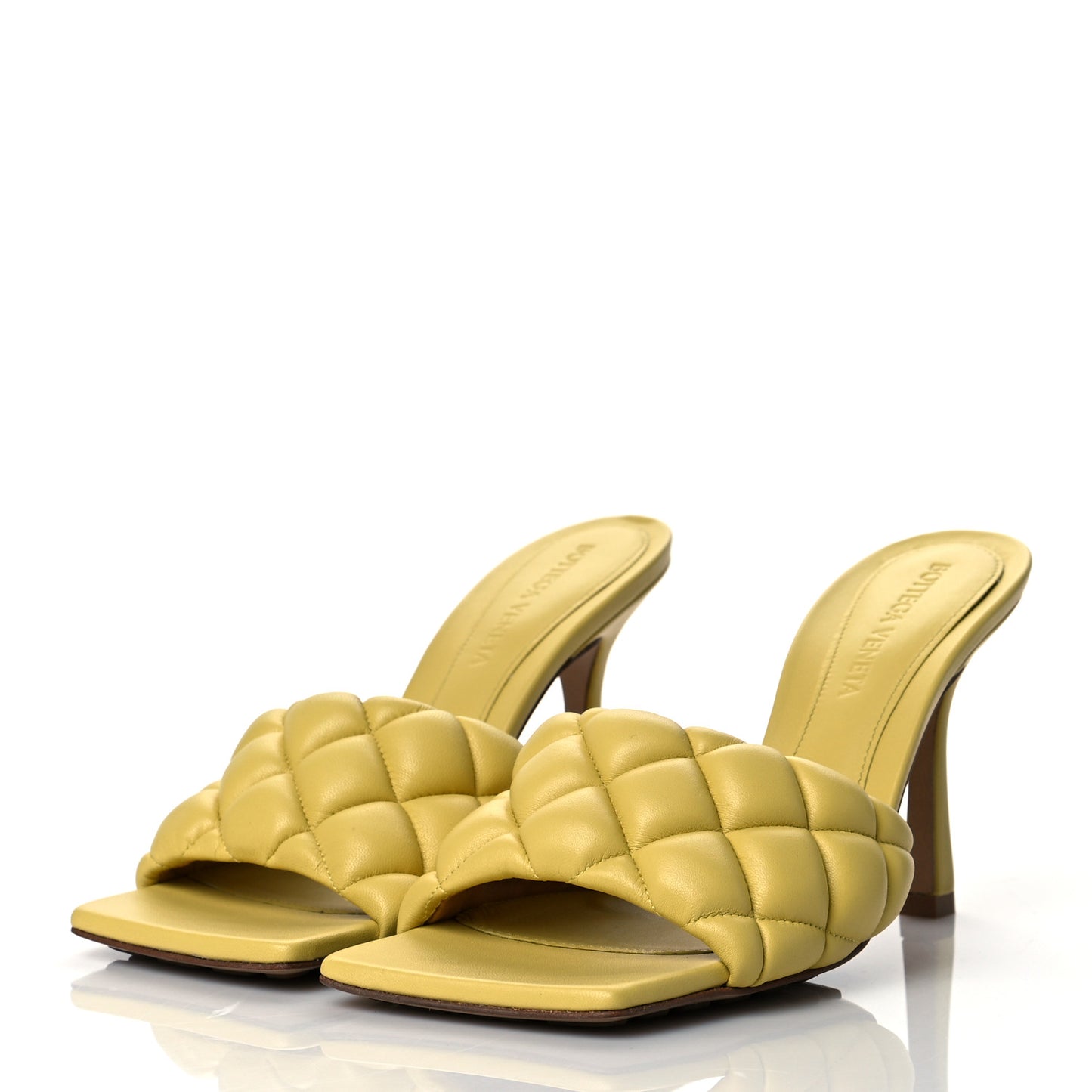 Nappa Matelasse Padded Mule Sandals 35.5 Pear