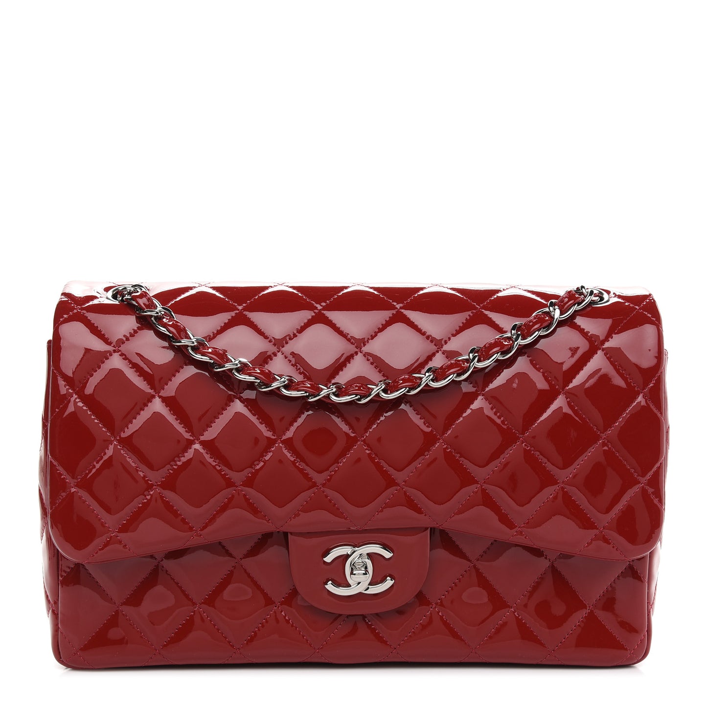 Patent Quilted Jumbo Double Flap Red