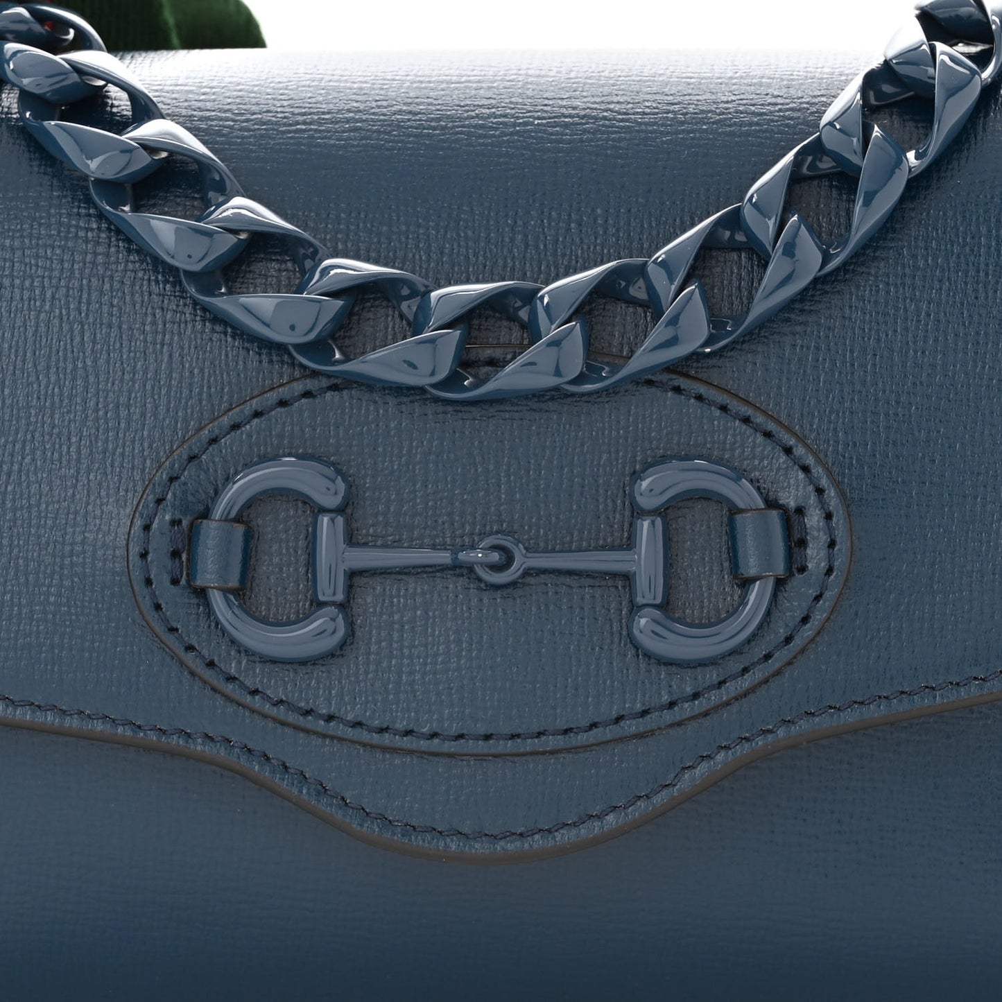 Azalea Calfskin Web Monochrome Mini Horsebit 1955 Chain Shoulder Bag Blue