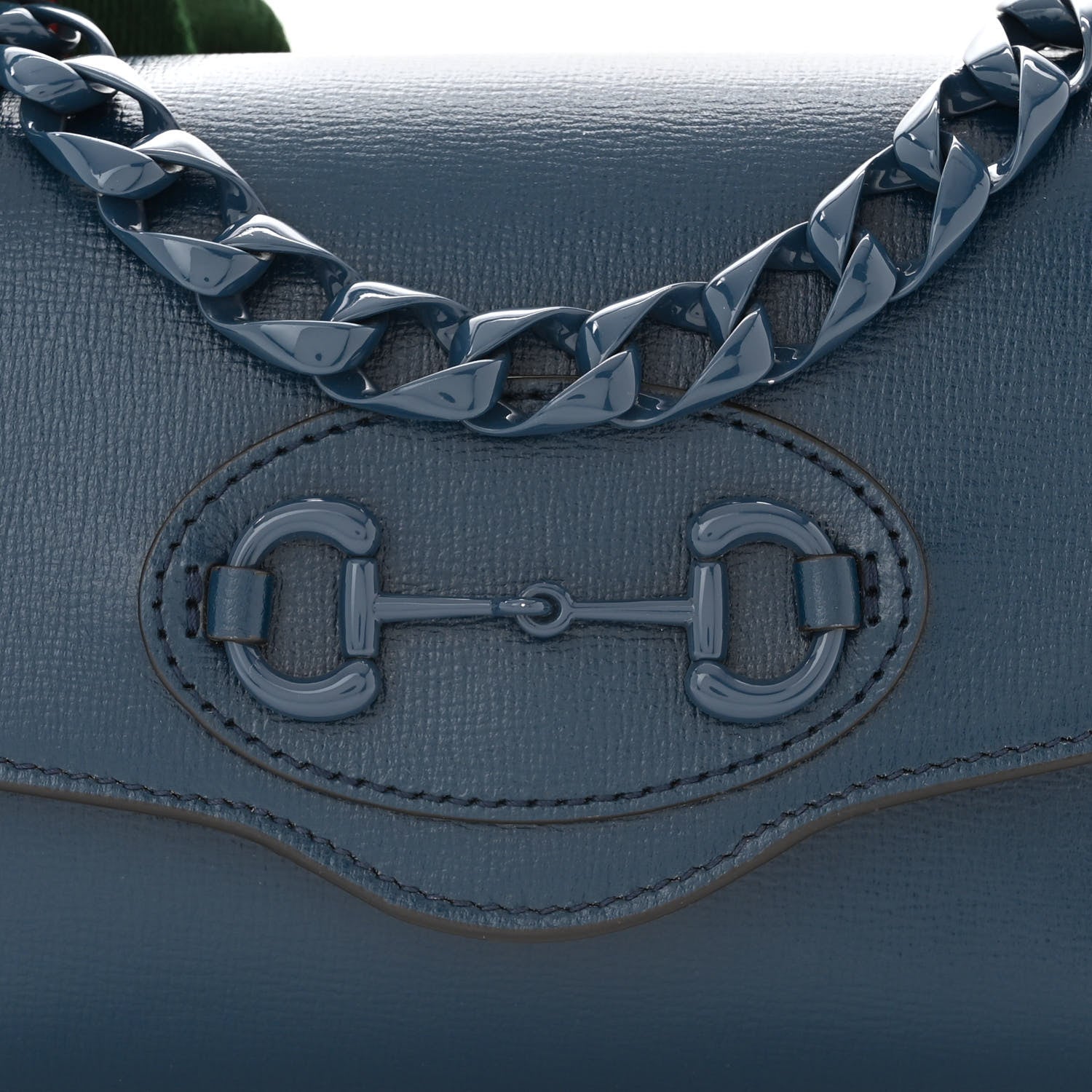 Gucci Azalea Calfskin Web Monochrome Mini Horsebit 1955 Chain Shoulder Bag Blue 7 of 9