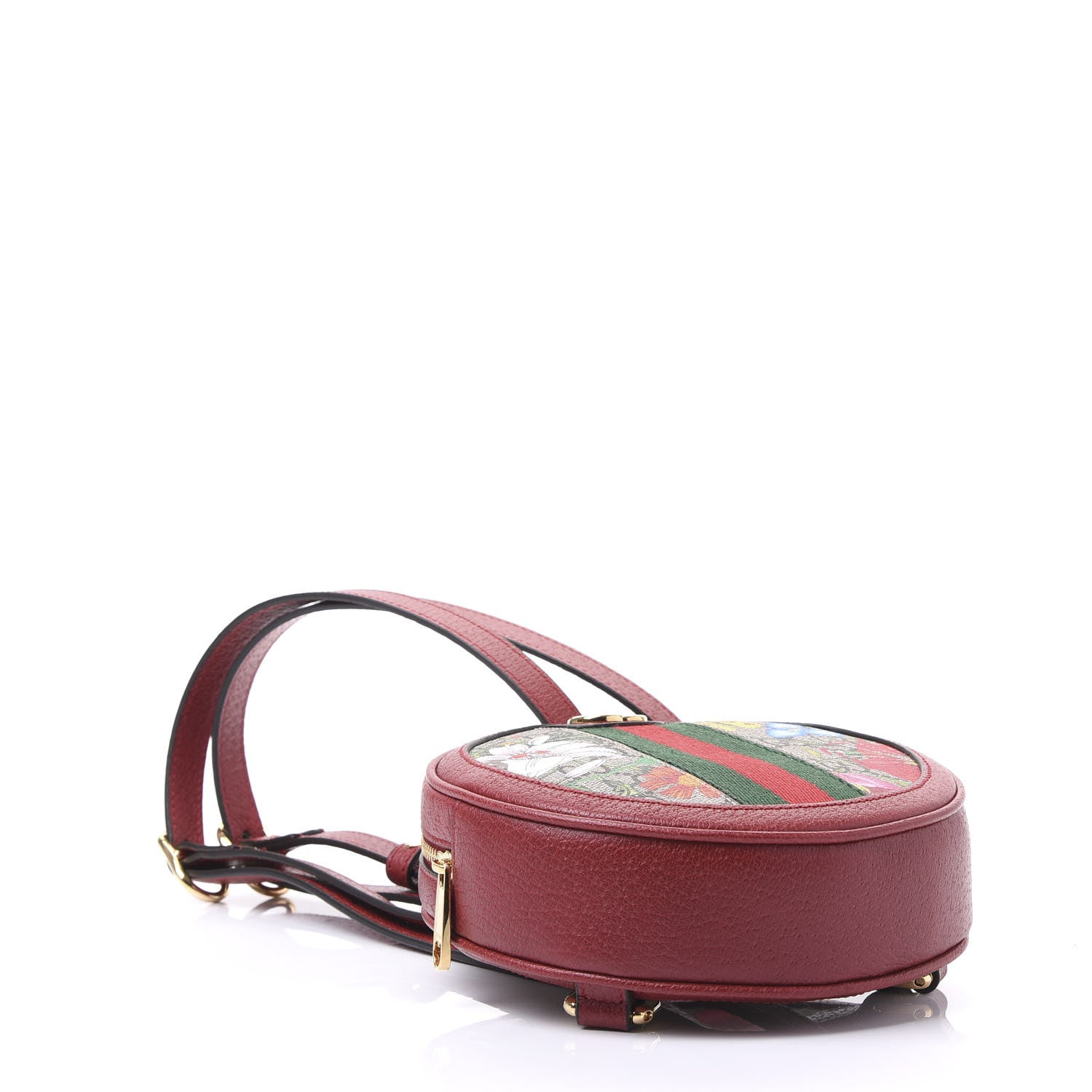 Gucci GG Supreme Monogram Web Flora Mini Ophidia Round Backpack Red 3 of 9