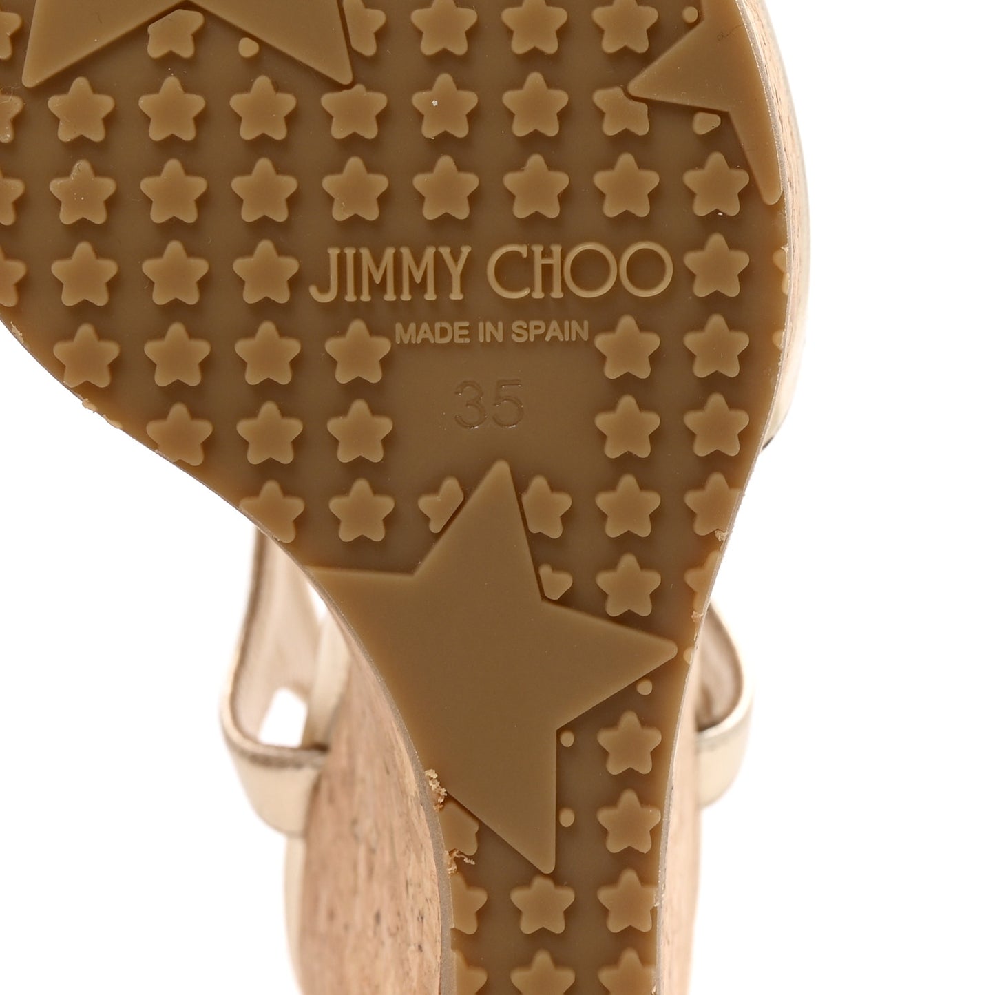 Metallic Nappa Cork Perla 120 Wedge Sandals 35 Champagne