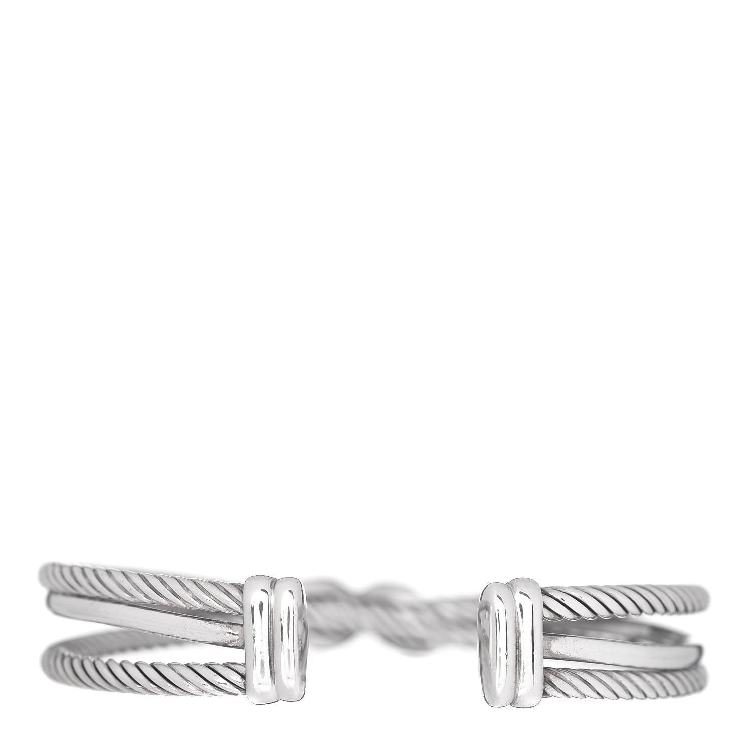 David Yurman Sterling Silver Diamond 7mm Crossover X Bracelet 3 of 4