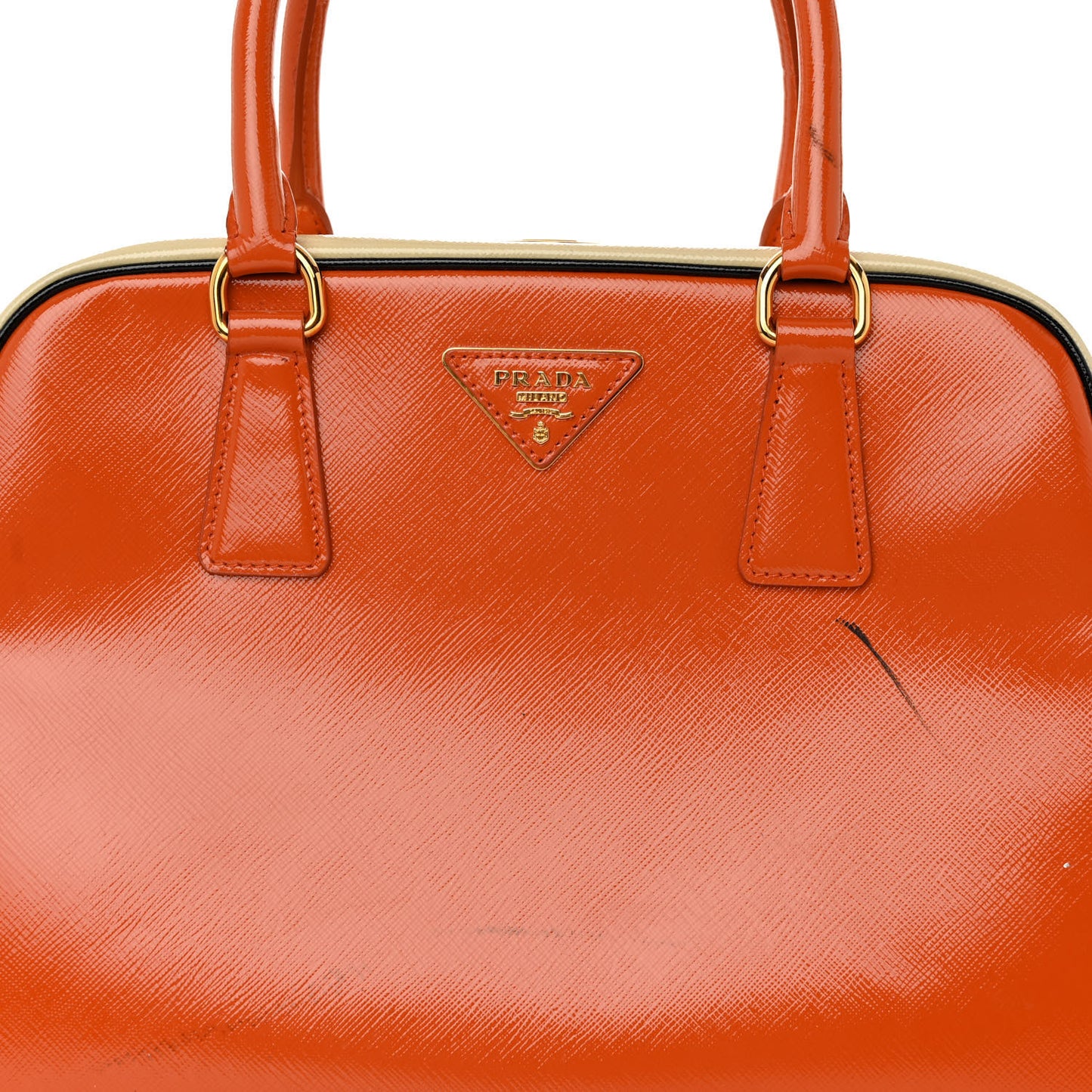 Saffiano Vernice Medium Promenade Tote Papaya Talco