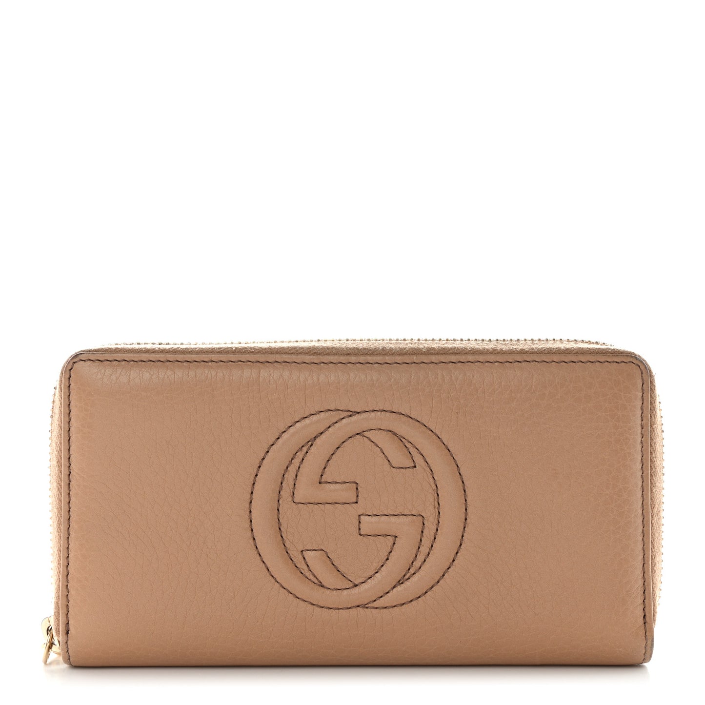 Pebbled Calfskin Soho Zip Around Wallet Camelia