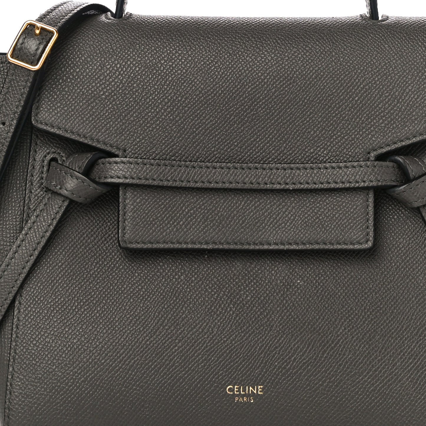 Grained Calfskin Nano Belt Bag Grey