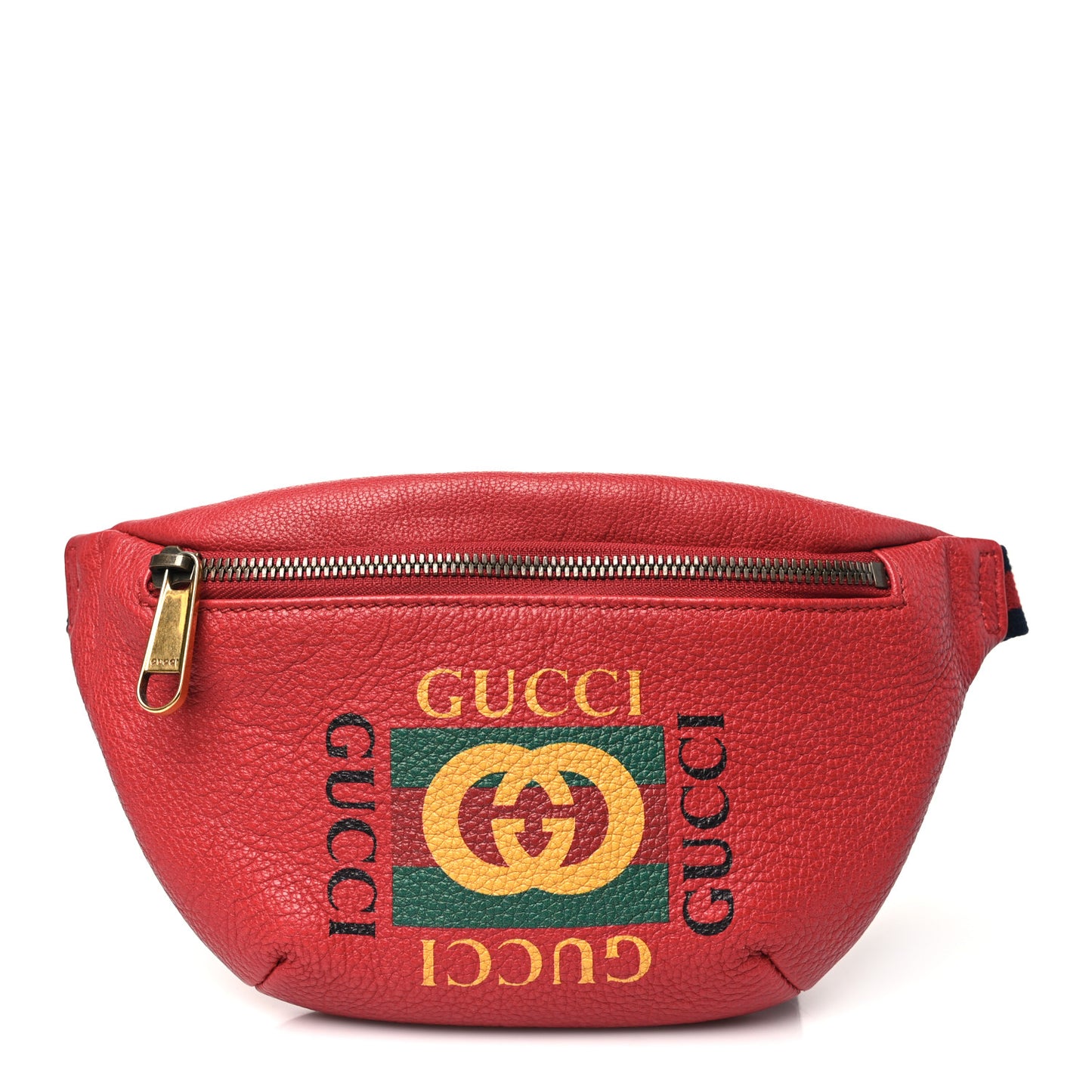 Grained Calfskin Small Logo Belt Bag Hibiscus Red