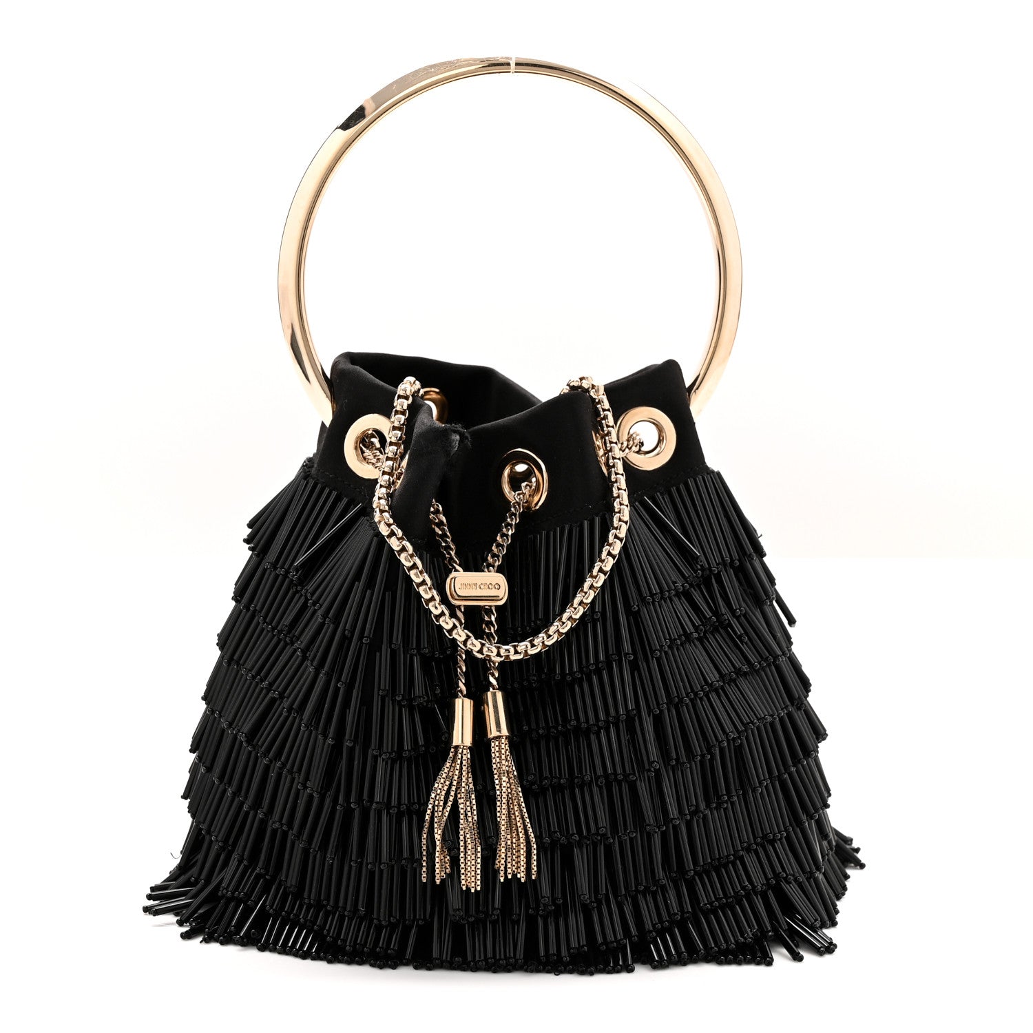 Jimmy Choo Satin Beaded Mini Bon Bon Bag Black 1849779 – FASHIONPHILE