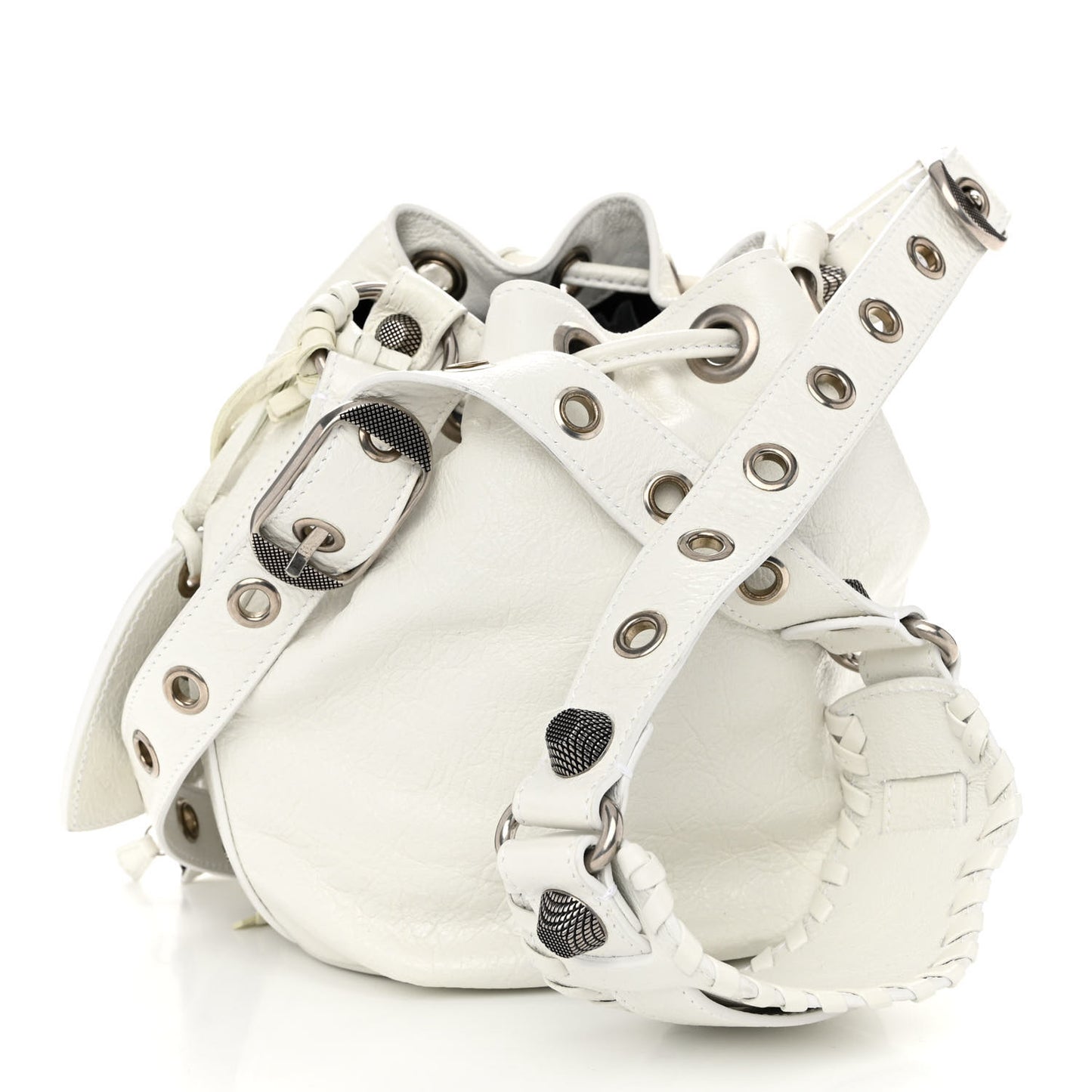 Agneau Arena Le Cagole Bucket Bag XS Optic White