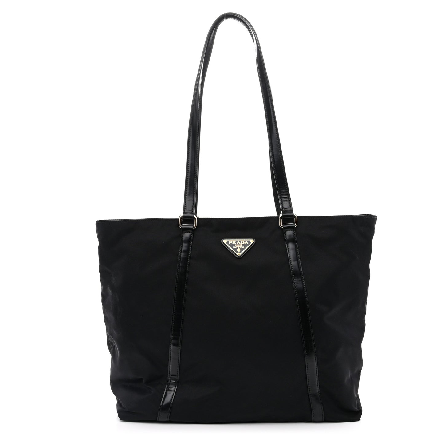Tessuto Nylon Calfskin Shopping Tote Black