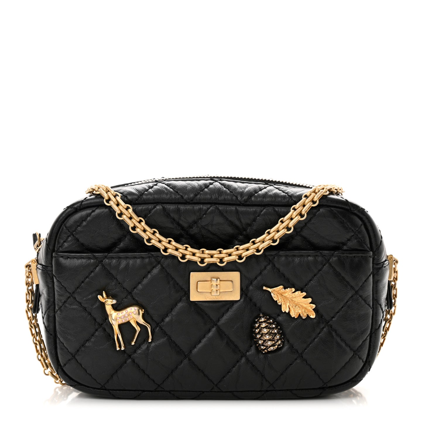 Aged Calfskin Quilted Mini Reissue Camera Case Black