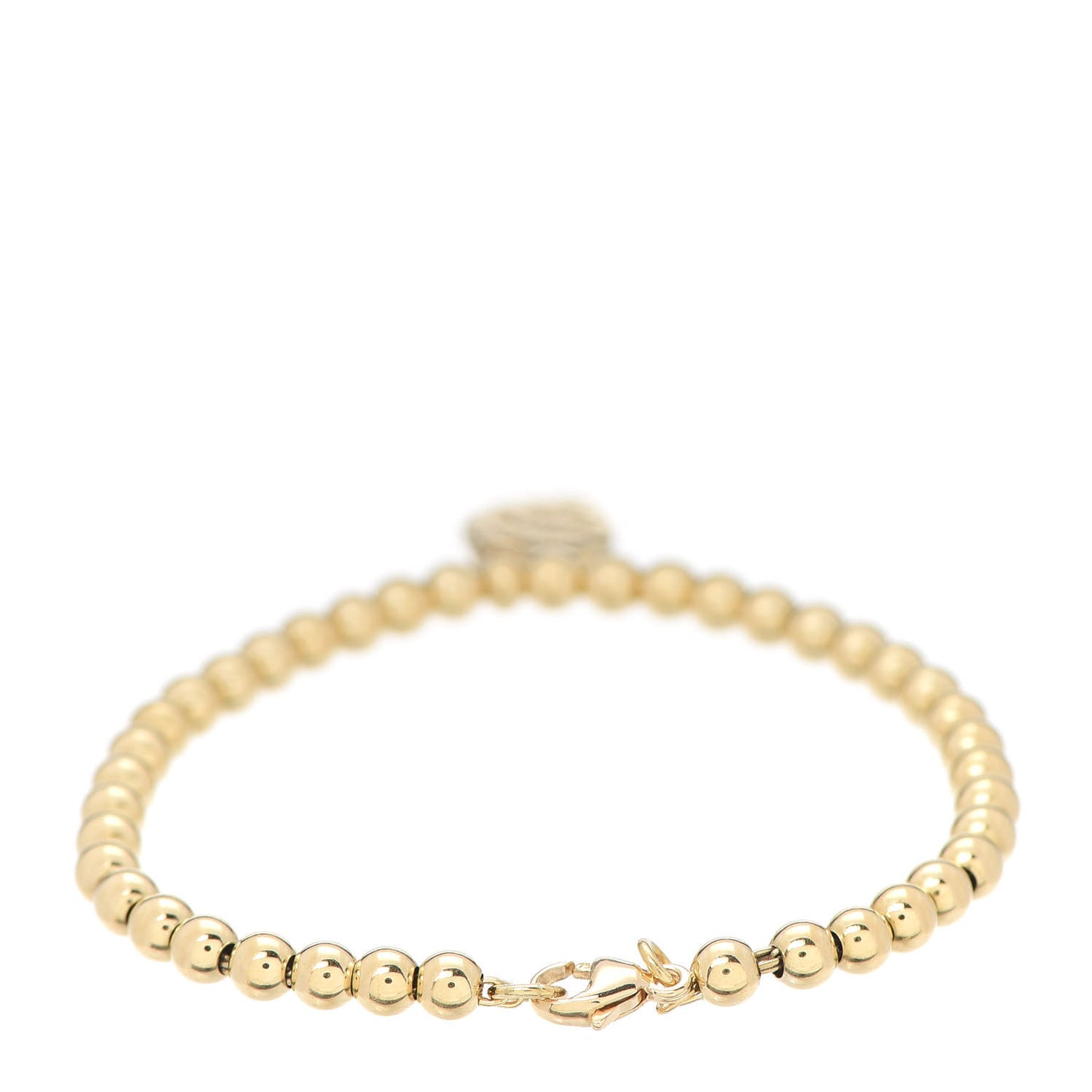 18K Yellow Gold 4mm Return To Bead Heart Tag Bracelet