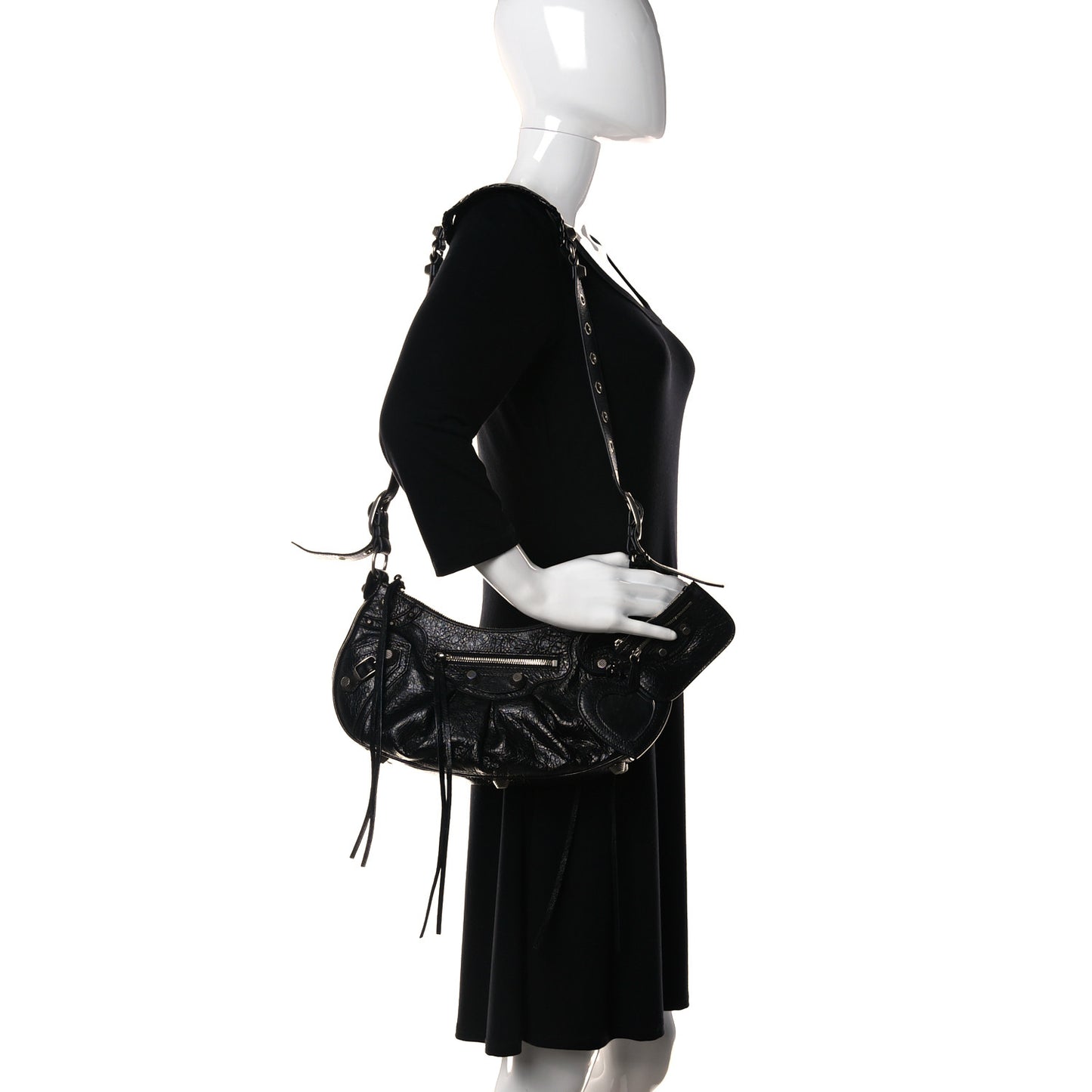 Agneau Arena Small Le Cagole Shoulder Bag Black