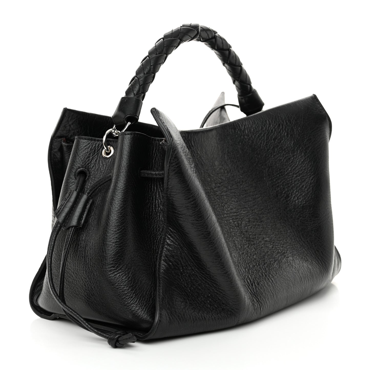 High Shine Calfskin Iris Tote Black