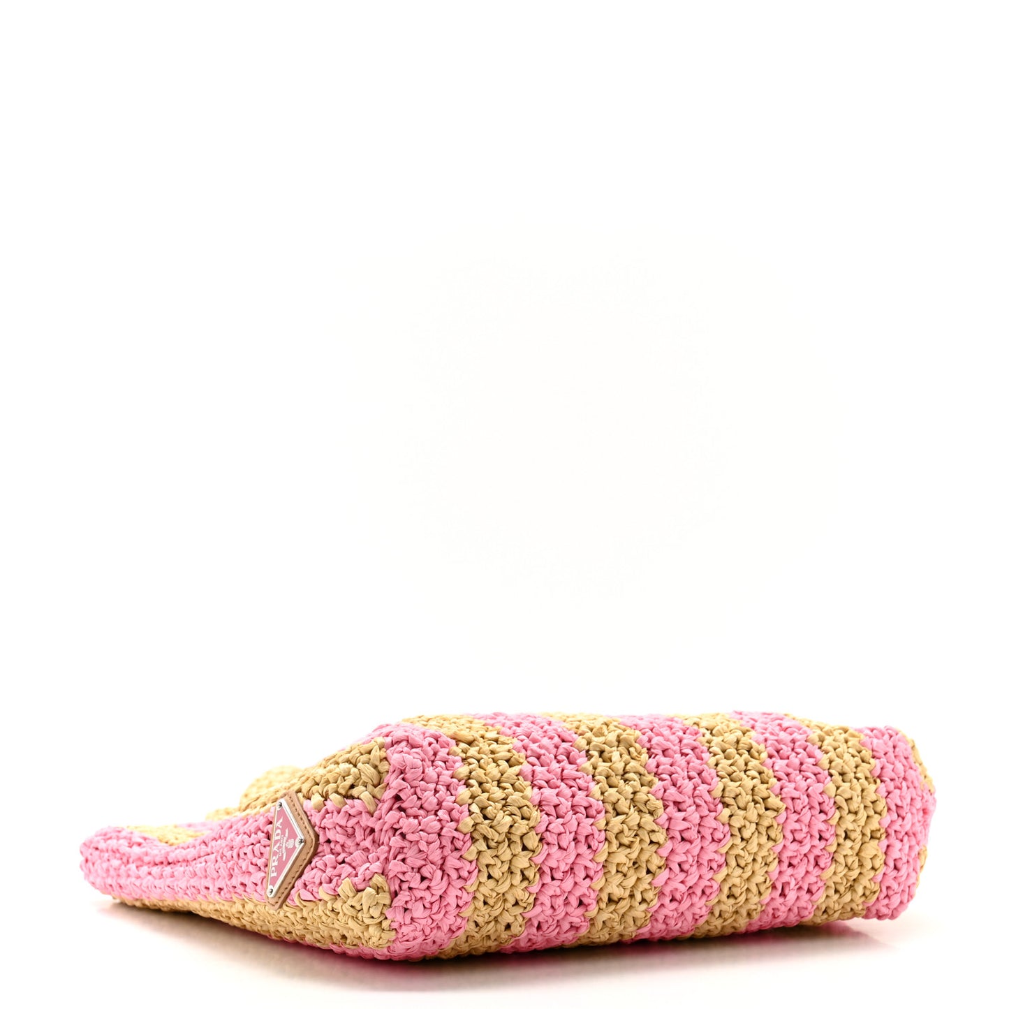 Yarn Raffia Effect Crochet Striped Small Logo Tote Naturale Petalo