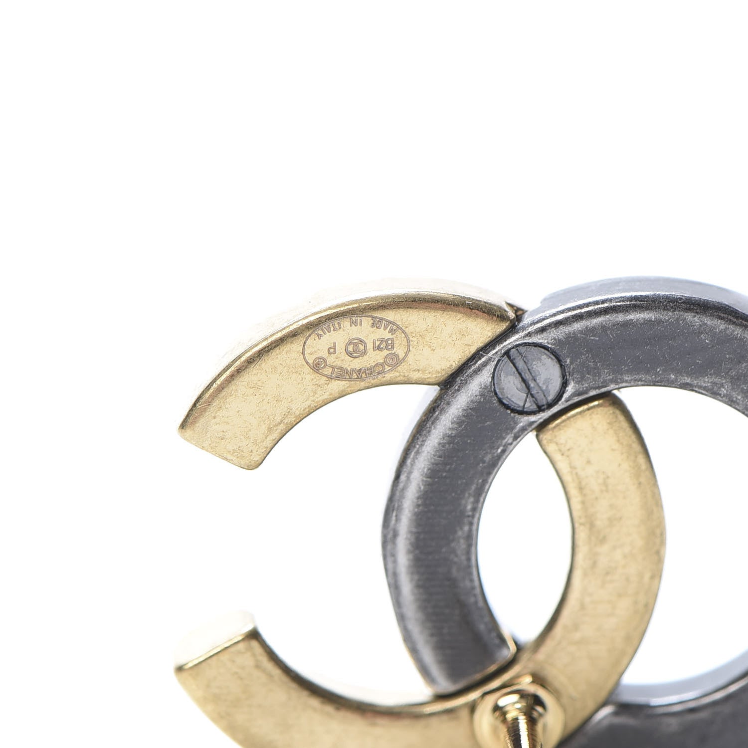 Chanel Metal CC Earrings Gold Ruthenium 4 of 5