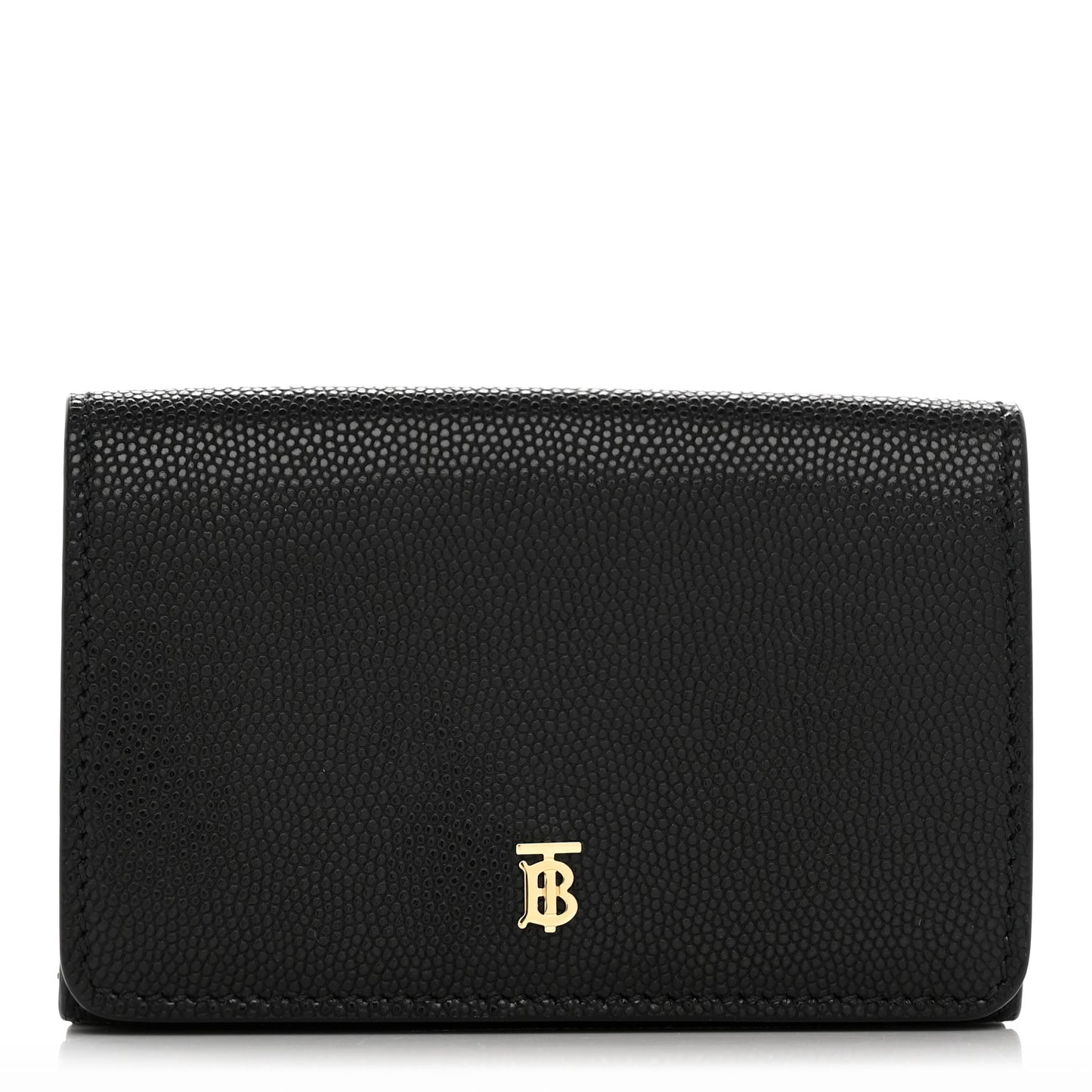 Grained Calfskin TB Compact Tri-Fold Wallet Black