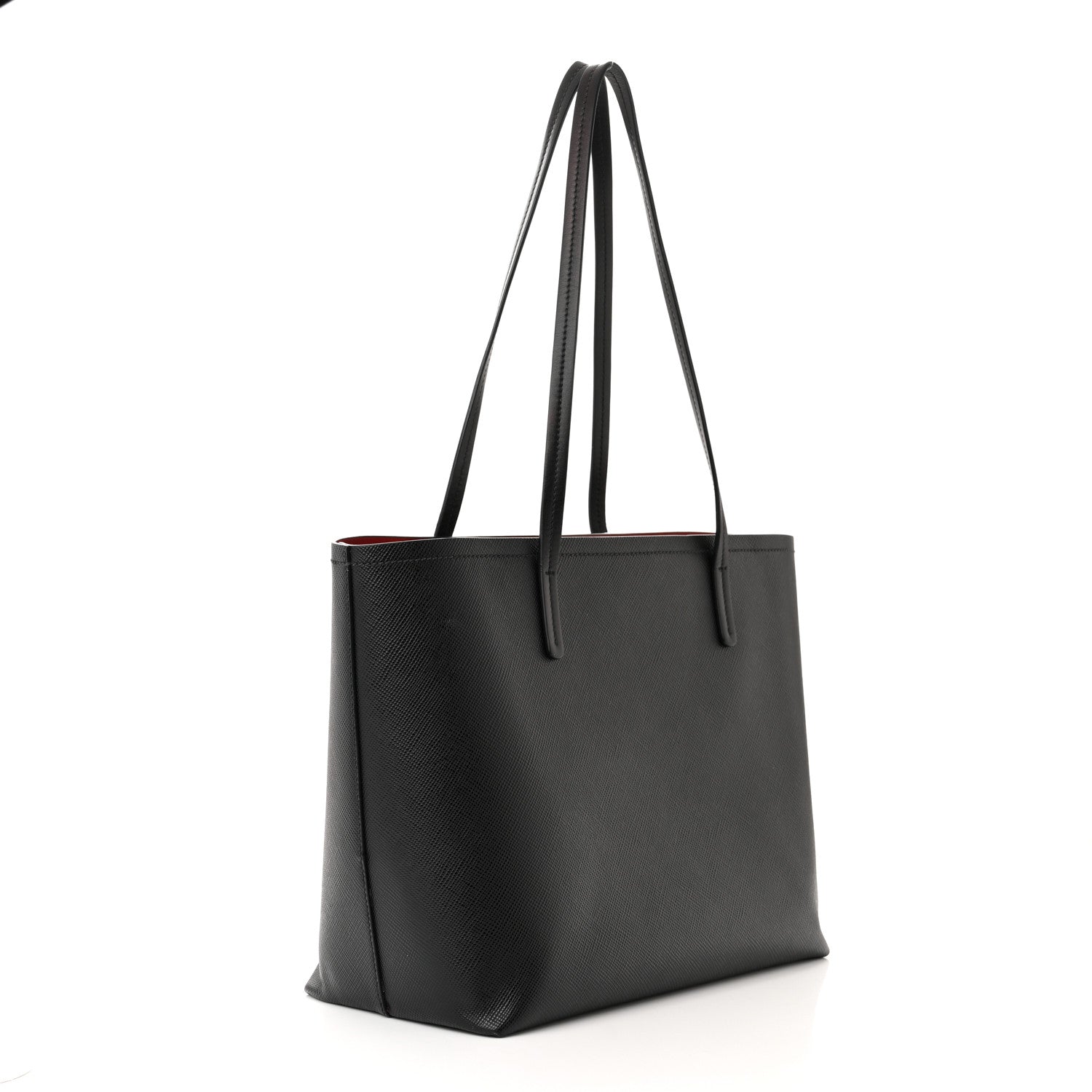 Prada Saffiano Cuir Shopping Tote Black Fuoco 4 of 17