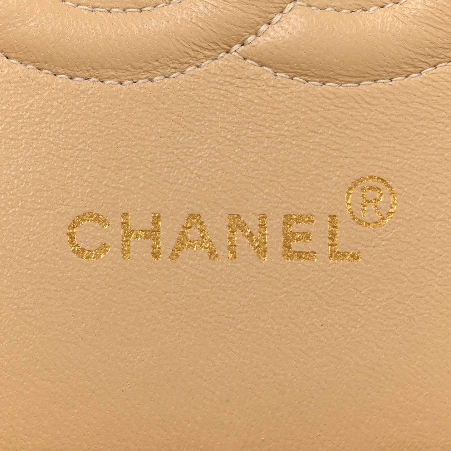 Lambskin Quilted Medium Double Flap Beige