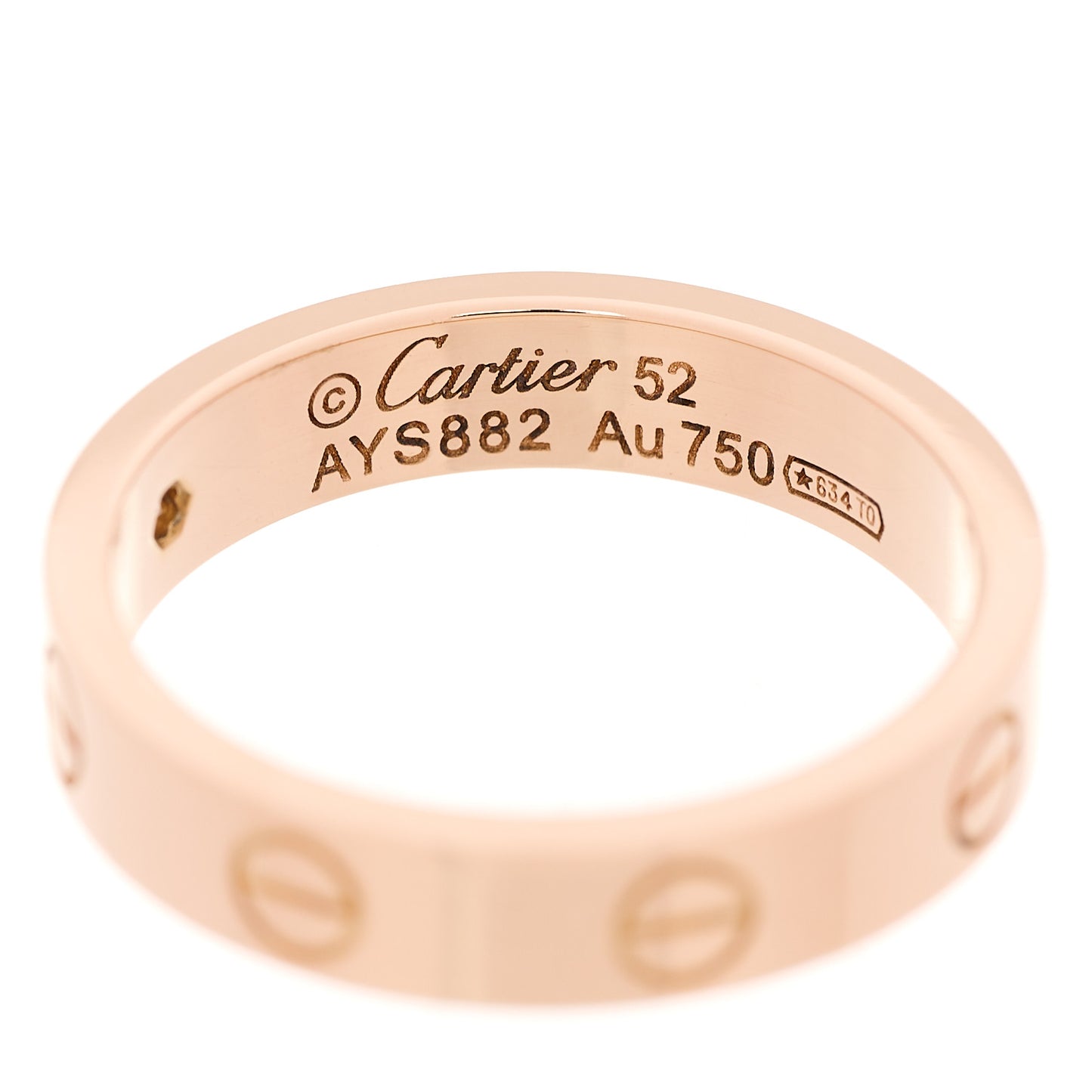 18K Pink Gold Diamond 4mm LOVE Wedding Band Ring 52 6