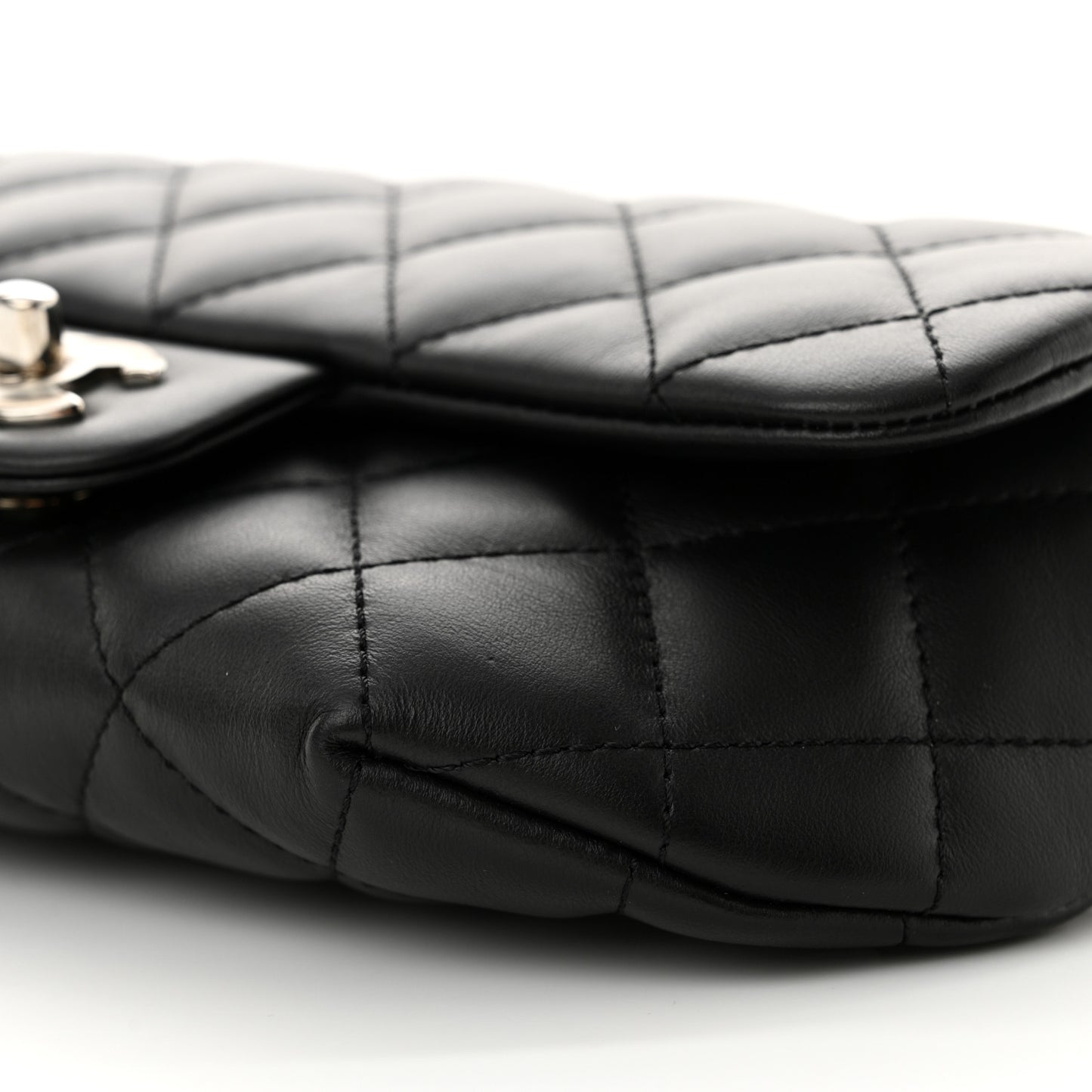 Calfskin Quilted CC Uniform Flap Belt Bag Black