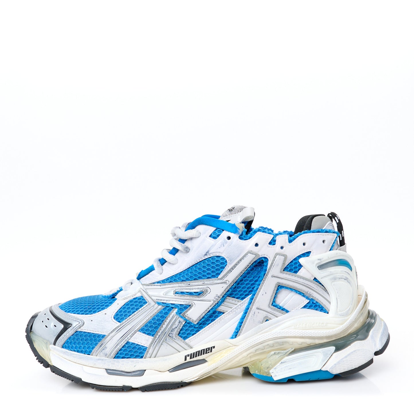 Mesh Rubber Bi-Color Mens Runner Sneakers 45 Grey Blue White